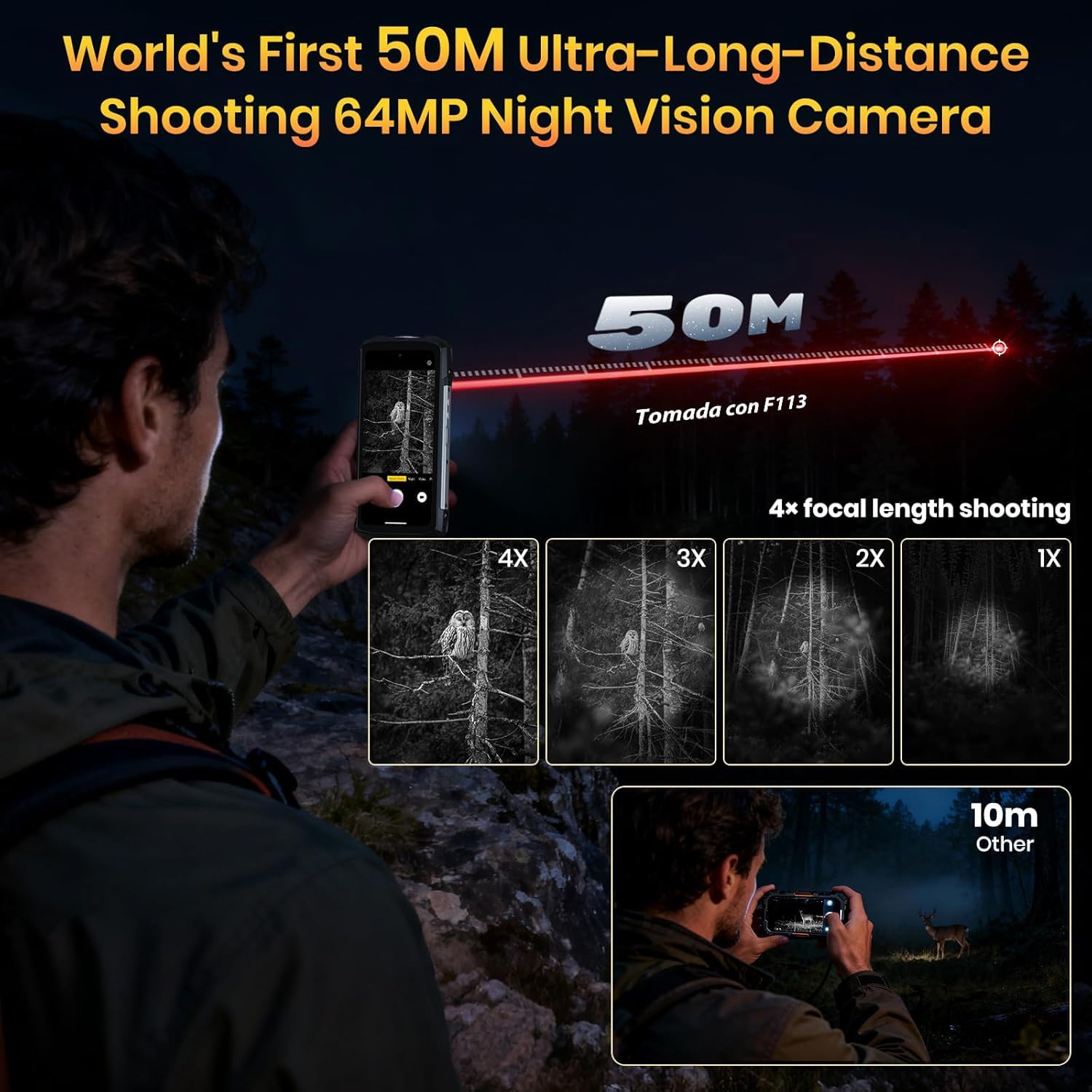 FOSSiBOT F113 20000mAh/33W 5G Outdoor Handy, MediaTek Dimensity 7050+36GB+256GB/2TB Outdoor Handy Ohne Vertrag, 6,78" FHD+ 120 Hz Gorilla-Glas Android 15, 50 m Reichweite 64 MP Nachtkamera
