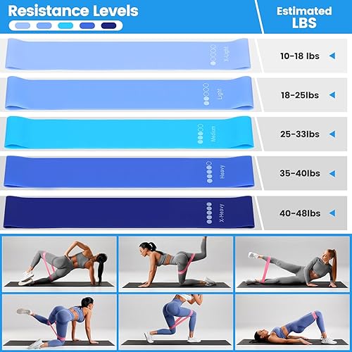 Miniatura 4 de Kit esencial de anillo de pilates para mujer, equipo de entrenamiento en casa con pelota de 9.8 pulgadas, bandas de resistencia, círculo mágico