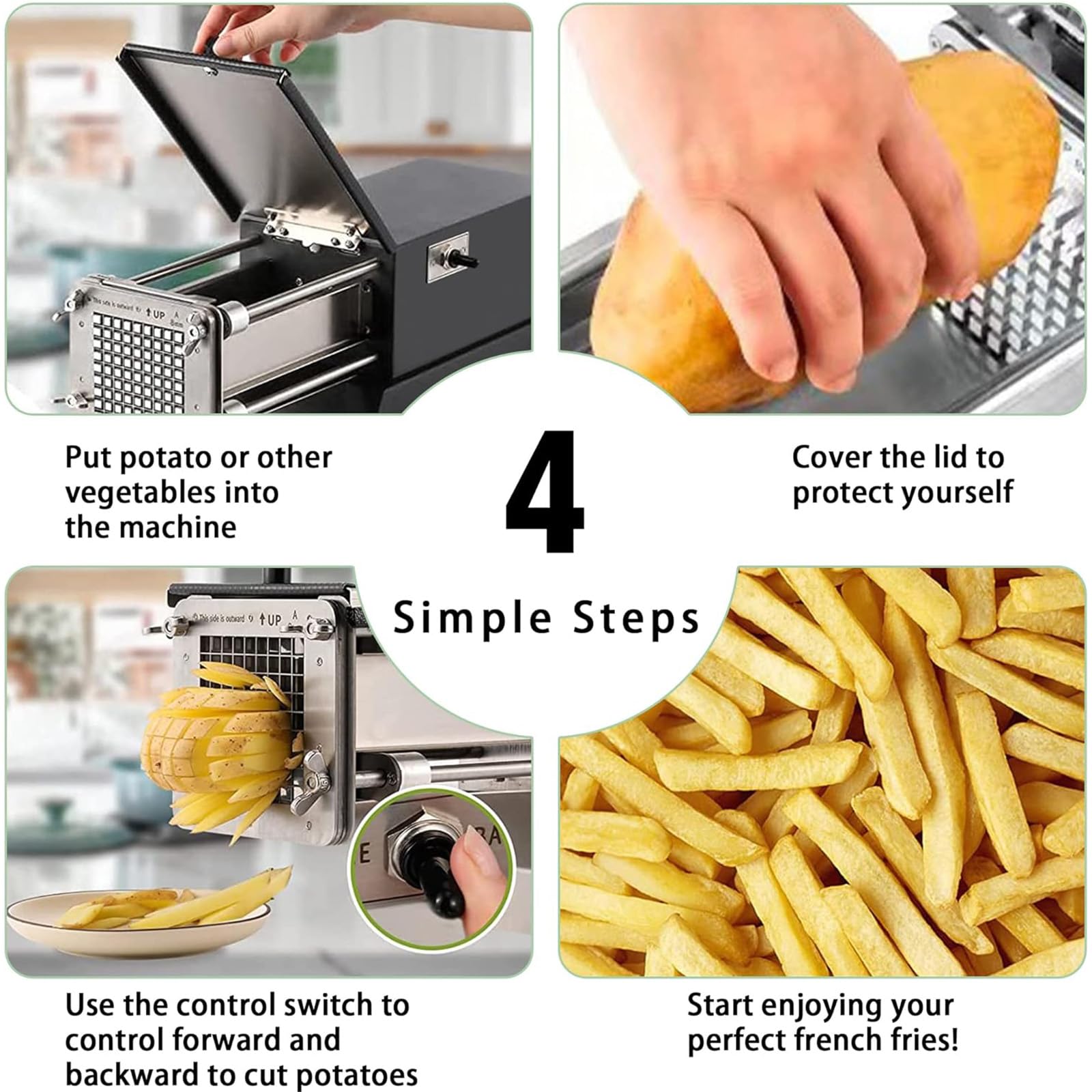 Générique Coupe-Frites Commercial et Coupe-Pommes de Terre Électrique | Idéal pour Snack-Bars et Magasins de Desserts | Équipement de Cuisine Professionnel