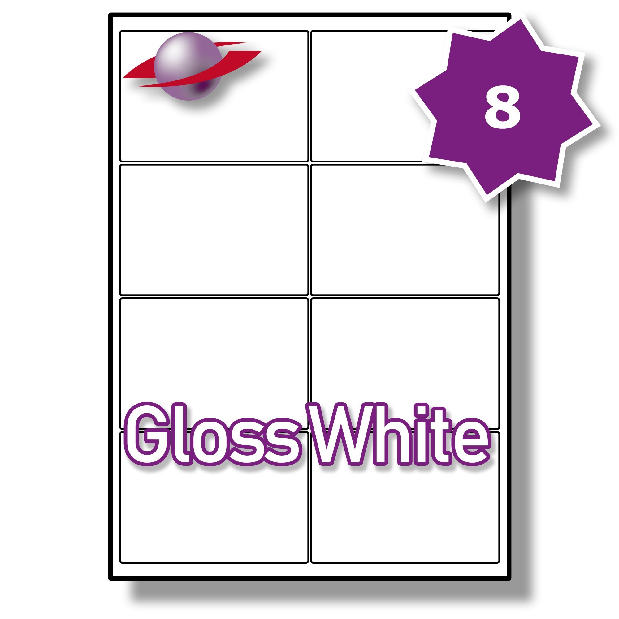 Buy 8 Per Page/Sheet, 50 Sheets (400 Sticky GLOSS Labels), Label Planet ...