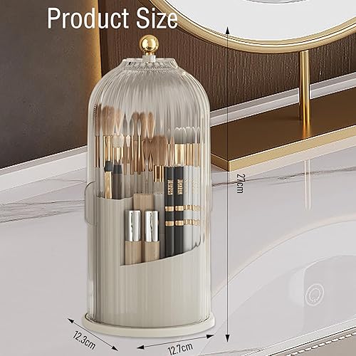 Miniatura 2 de Organizador de brochas de maquillaje, organizador de brochas de maquillaje, giratorio de 360 grados, transparente, a prueba de polvo con tapas,