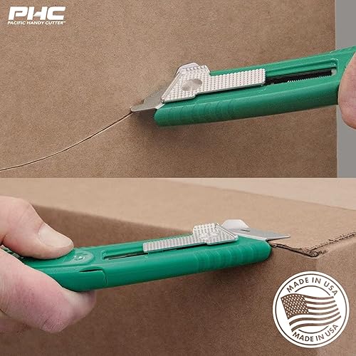 Miniatura 8 de Pacific Handy Cutter S4SR Cortador de seguridad autorretráctil con protector de metal fijo, divisor de cinta sin cuchillas, protector de acero para