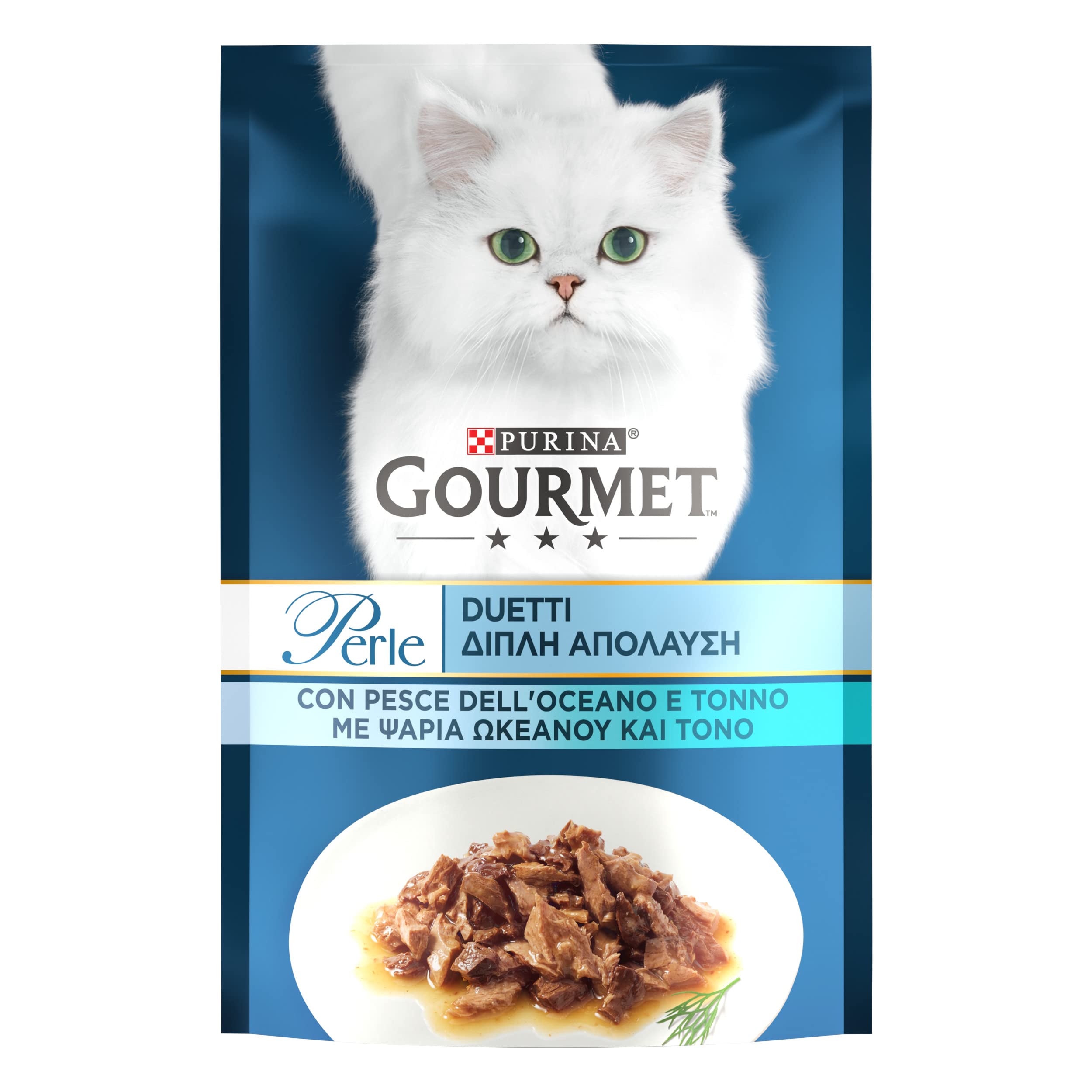 Purina Gourmet Perle Duetti di Mare Umido Gatti con Pesce Dell'Oceano e Tonno, 26 Buste da 85g