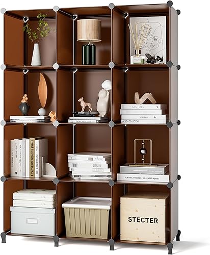 GIMTRR Estantería para libros, estante de almacenamiento de 12 cubos, organizadores de armario y almacenamiento, estantes organizadores de armario
