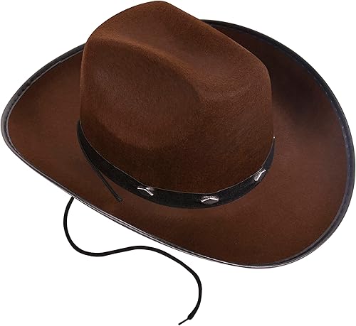 Sombrero de fieltro Kangaroo de vaquero con tachas, Marrón