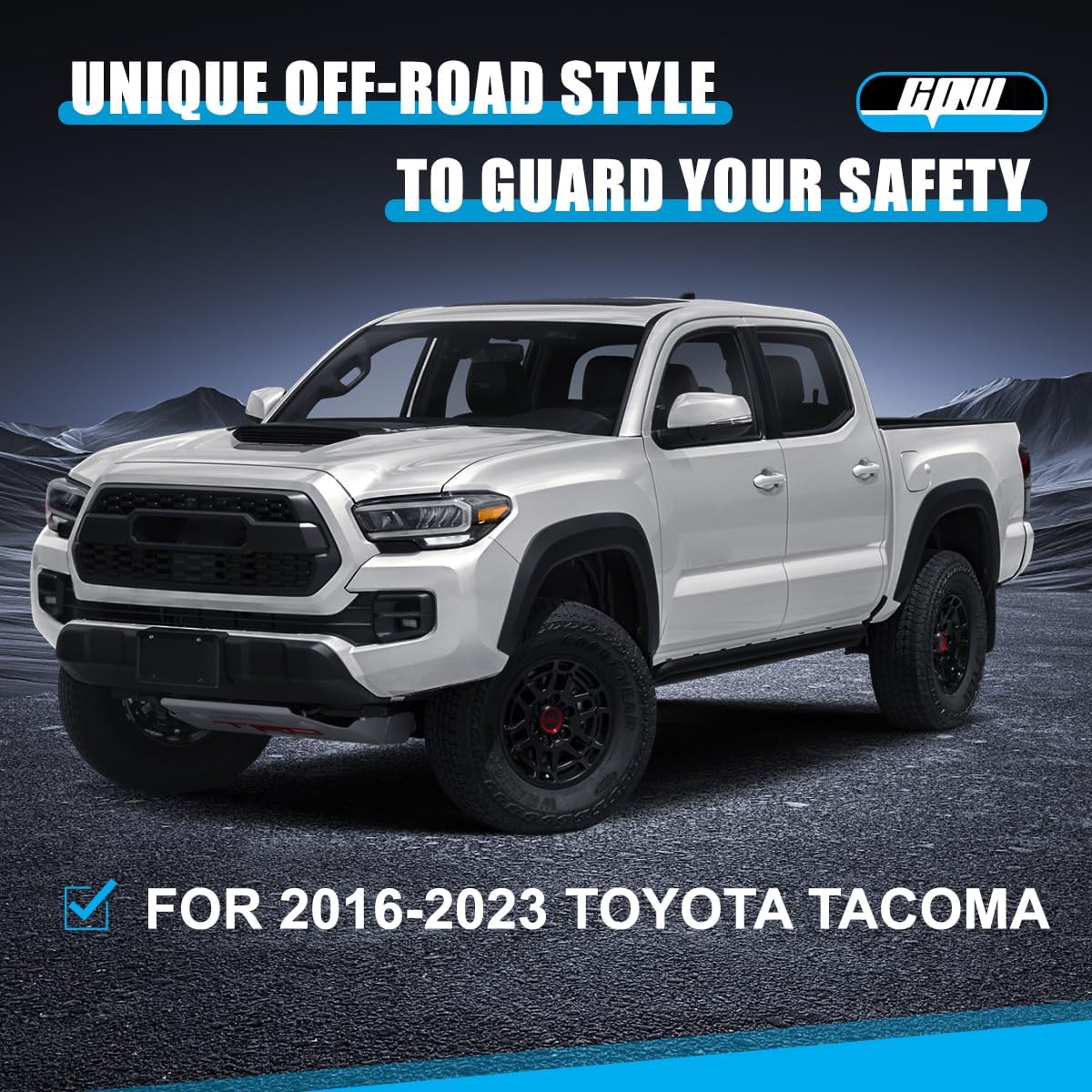 CPW Front Bumper Compatible with 2016-2023 Toyota Tacoma Truck Heavy Duty Steel Bumper with D-ring Shackles, Winch Pate, Flip-up Licence Plate Mounting Bracket, DIY Paintable Bezel