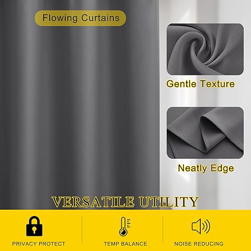 Miniatura 2 de KGORGE Cortinas opacas grises para dormitorio, 2 paneles, 42 x 63 pulgadas, ojales en la parte superior, minimalismo con aislamiento térmico,