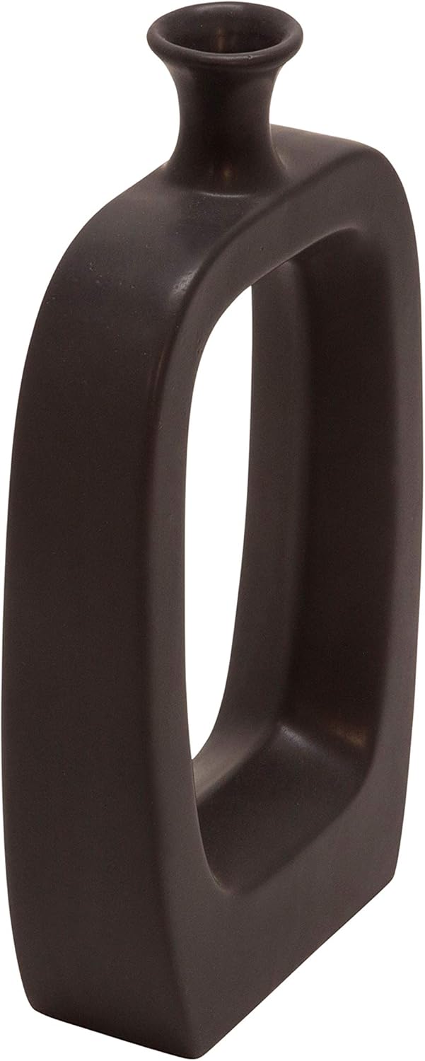 Vase for Living Room Decor – Ceramic Flower Vase for Home Styling – Elegant Room Accent for Bedroom, House, and Office – Modern Table Piece for Entryway or Shelf Display – 14", Black