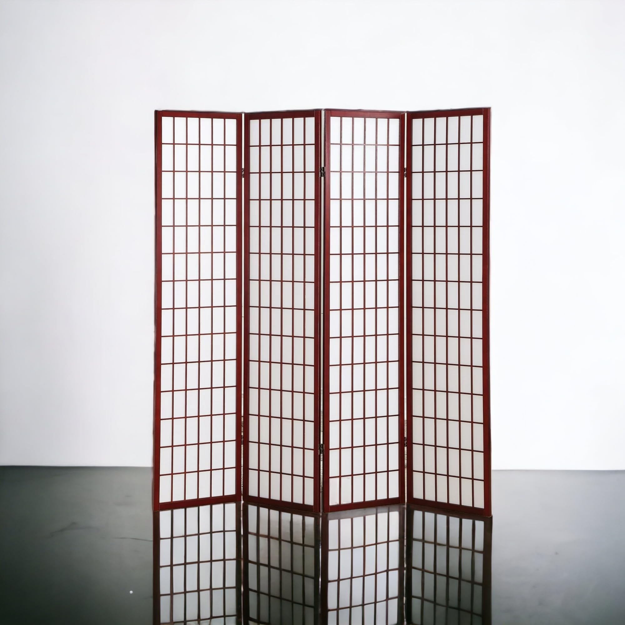 4 Panels Room Divider Privacy Screen Shoji Divider 6ft High Japanese Style Privacy Room Divider (Cherry, 4 Panels)