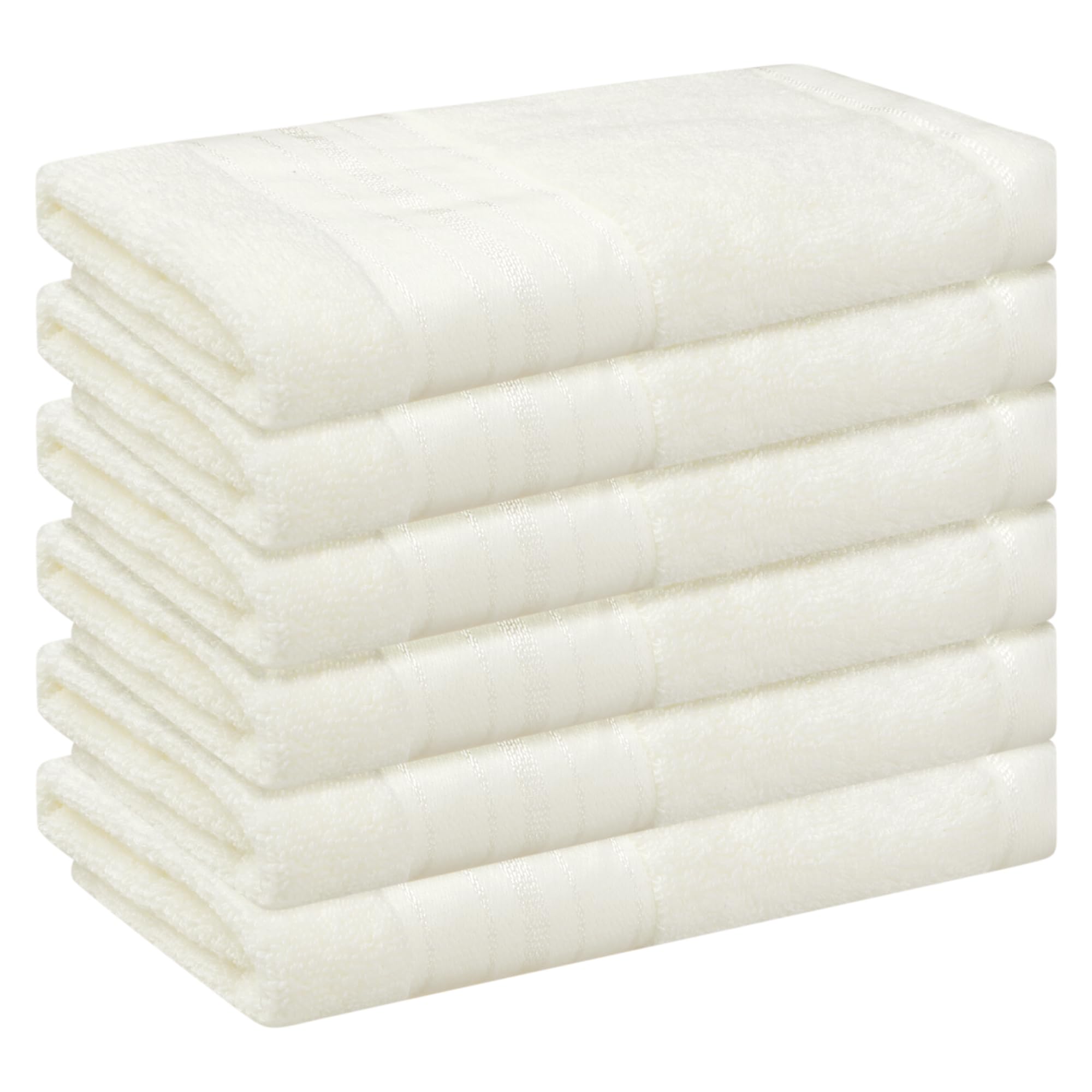 HMETOL 6 Pack Luxury Wash Cloths Set 100% Cotton Ring Spun, Highly Absorbent and Soft Feel Washcloths for Bathroom, Spa, Gym Face Towel 13