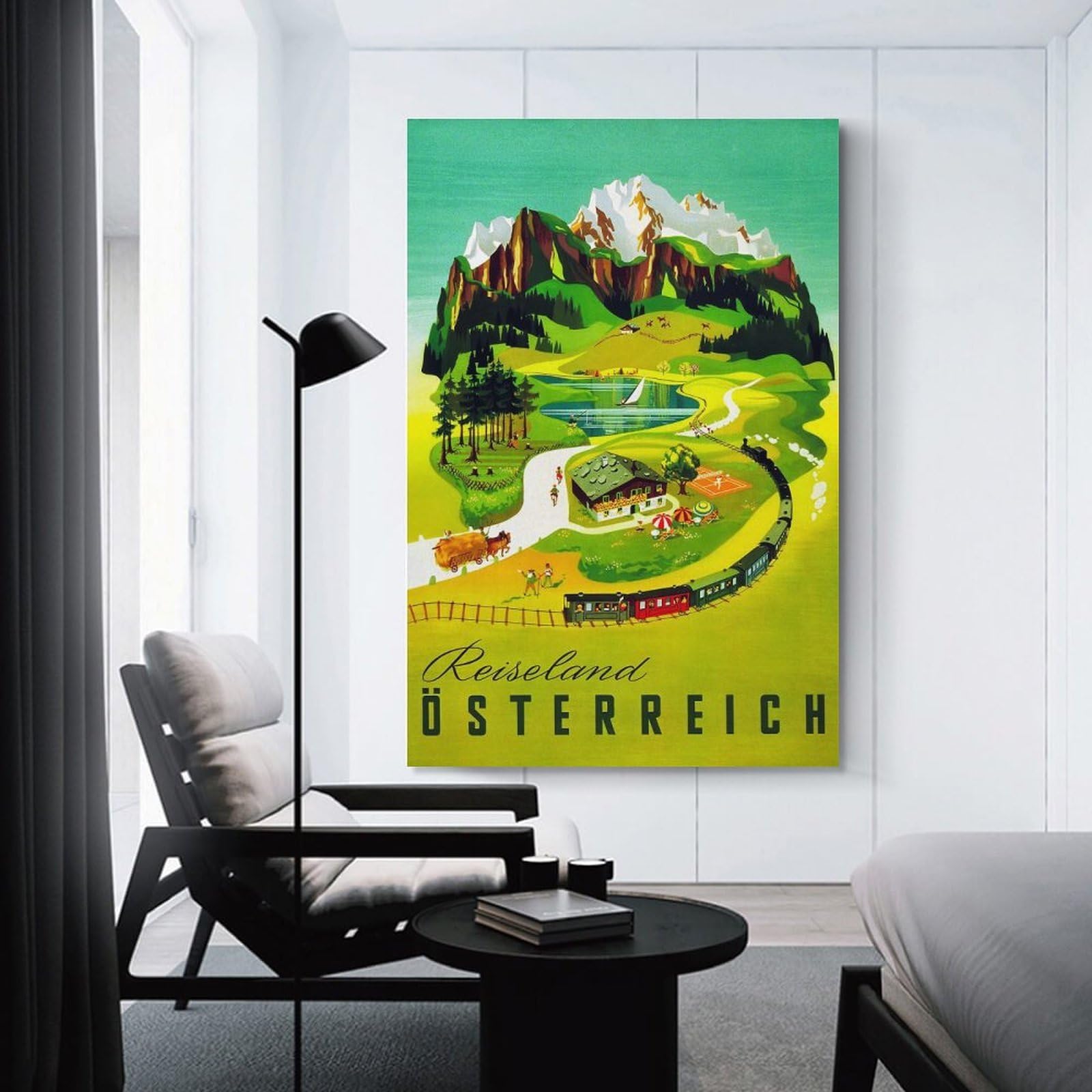 Junmoney Austria Travel Decorative Wall Artwork 16x24inch(40x60cm), for Home Lounge, Bedroom Or Reading Nook, Modern Wall Decor for Cosy Interiors