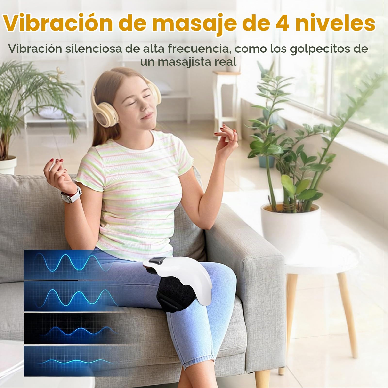 Masajeador de Rodilla Inalámbrico, 4 Niveles de Calor y 4 Modos de Vibración Masaje, Alivio del Dolor Articular por Infrarrojos de Calor Profundo para la Artritis, Tirón de Ligamentos y Lesiones Muscu