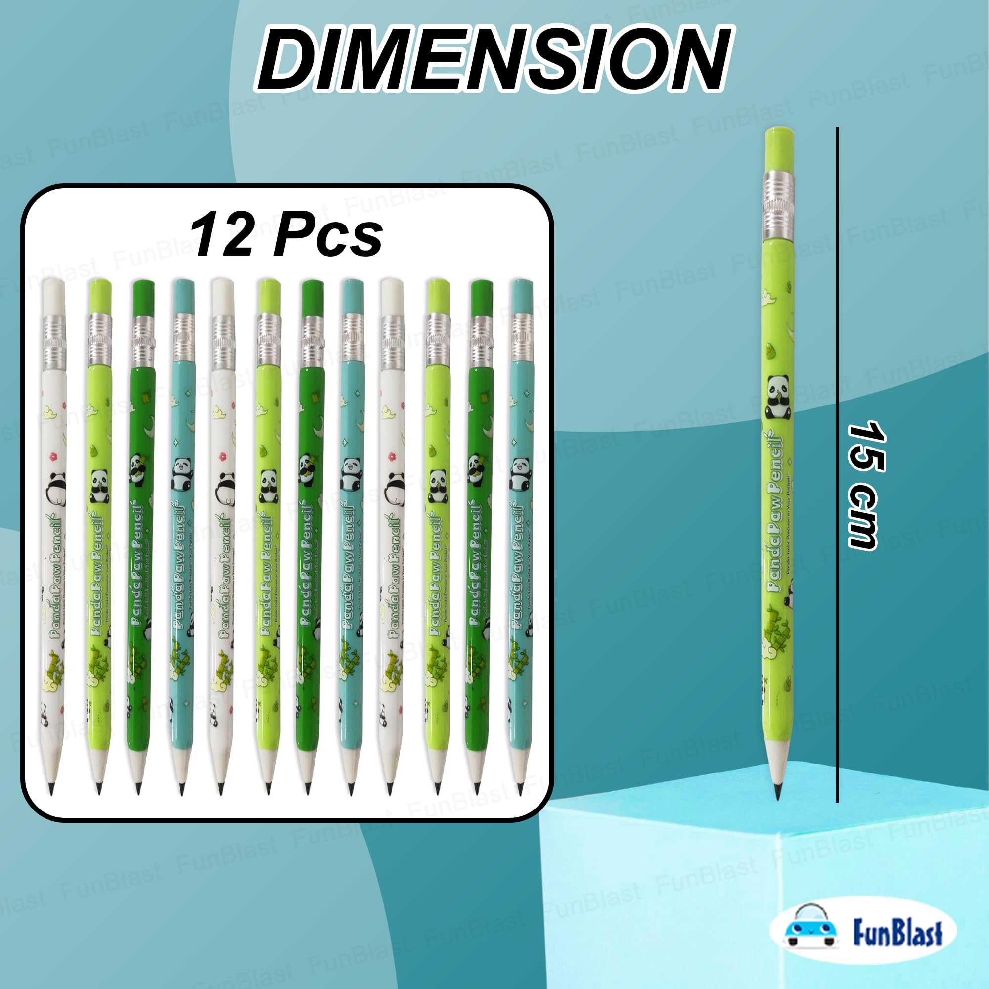 FunBlast Mechanical Pencil with Sharpener for Kids – Pack of 12; Pre-Sharpened Kawaii Pencils for Kid, Cute Panda Pen-Pencil, Return Gift for Children, Pencil for Drawing and Shading 1