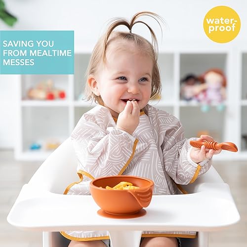 Miniatura 125 de Bumkins - Babero con mangas - Para niños y niñas, bebés y niños pequeños de 6 a 24 meses - Ligero, duradero, impermeable - Babero de manga larga -