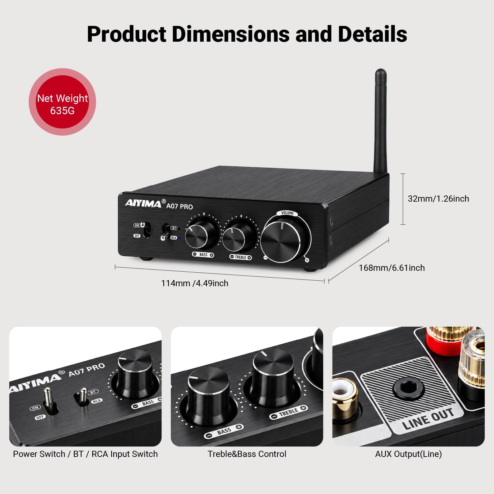 Amazon.com: AIYIMA A07 Pro Bluetooth 5.2 Amplificador 300Wx2 Clase