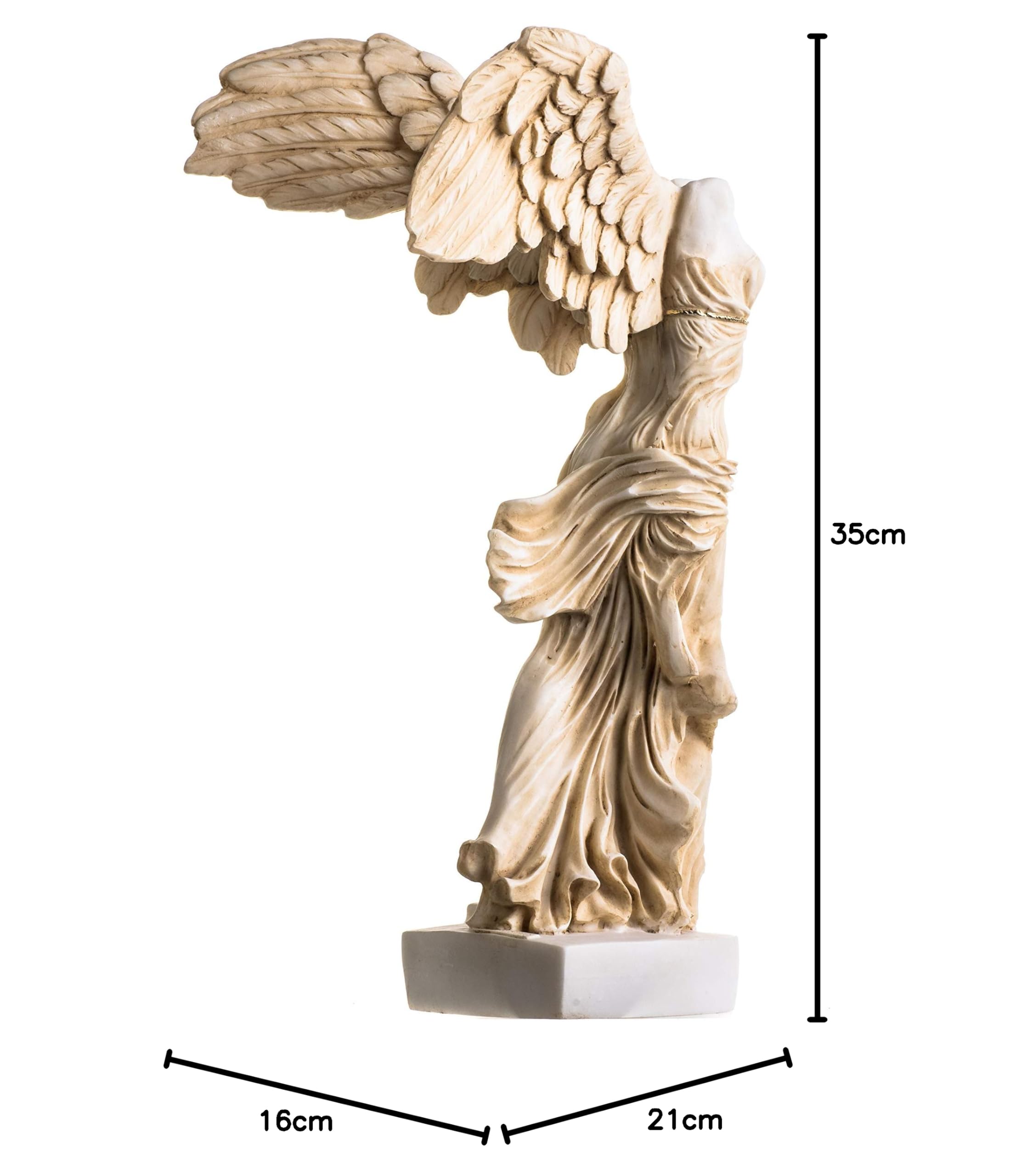 BEAUTIFUL GREEK STATUES Estatua alada de la Victoria de Samotracia, tono dorado, alabastro, ruinas antiguas, museo del Louvre, 13.8 pulgadas