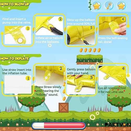 Miniatura 4 de 12 globos de estrella de aluminio, globos de estrella de videojuegos de 18 pulgadas para decoración de fiesta temática de videojuegos, baby shower,