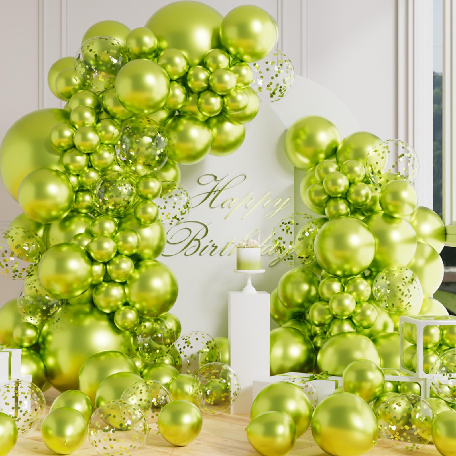 Amazon.com: AULE 100Pcs Lime Green Metallic Balloons Different
