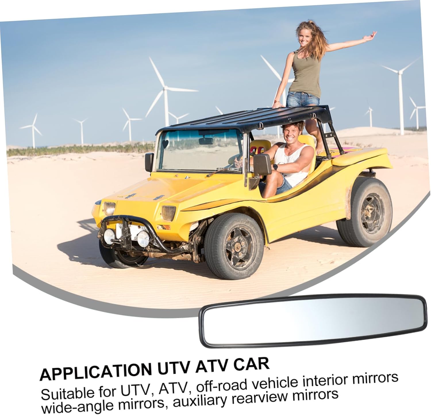 Car Rearview Mirror Auxiliary Reversing Wide Angle Mirror for Utv Atv Reflection Easy Installation Compatible