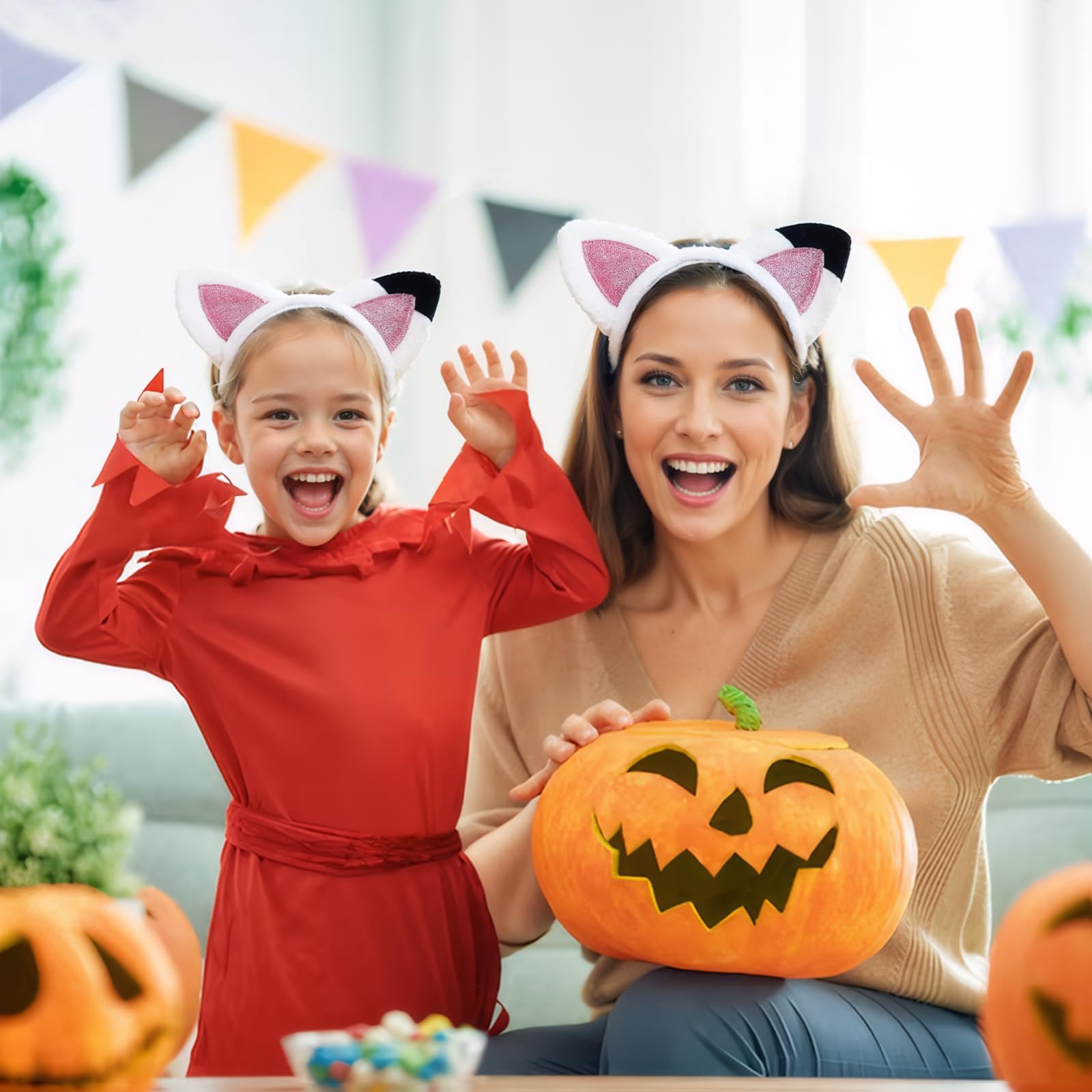 4 Diademas Con Orejas De Gato Para Niños Y Adultos – Accesorios Para Carnaval, Halloween Y Cosplay