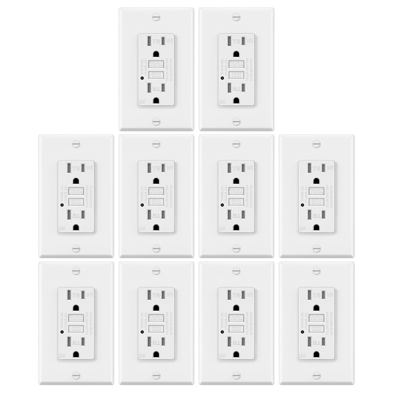 Review Product 10 Pack - ELECTECK Weather Resistant GFCI Outlet, Outdoor Ground Fault Circuit Interrupter with LED Indicator, 15-Amp Tamper Resistant Receptacle, Decorator Wall Plate Included, ETL Certified, White