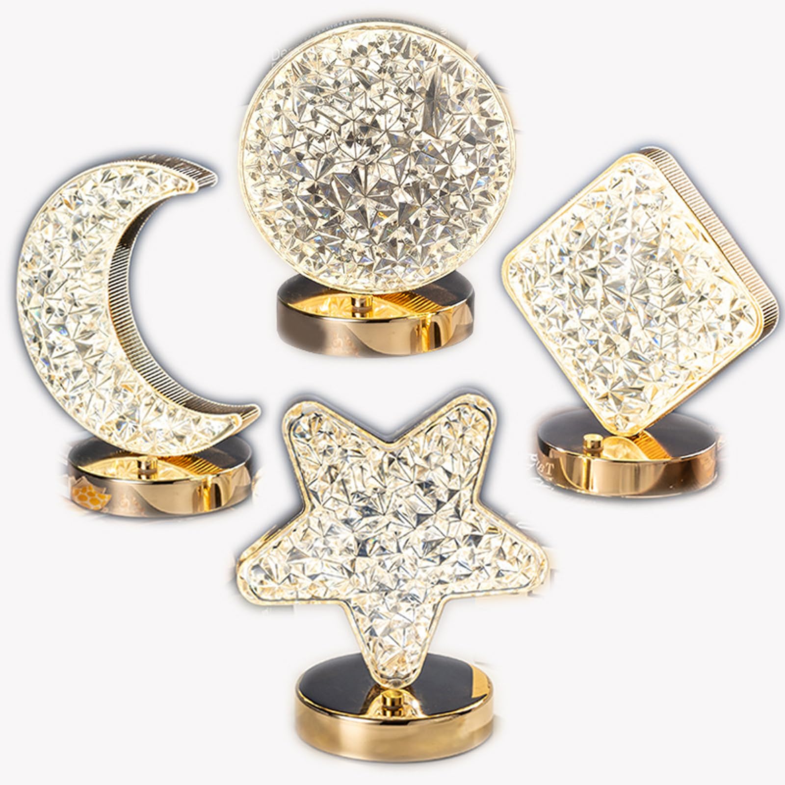 JUDEWY Decorative Ornament Night Light, Decorative with Lamp Base, Glowing Crystal Light, Suitable for Bedroom Placement (2)