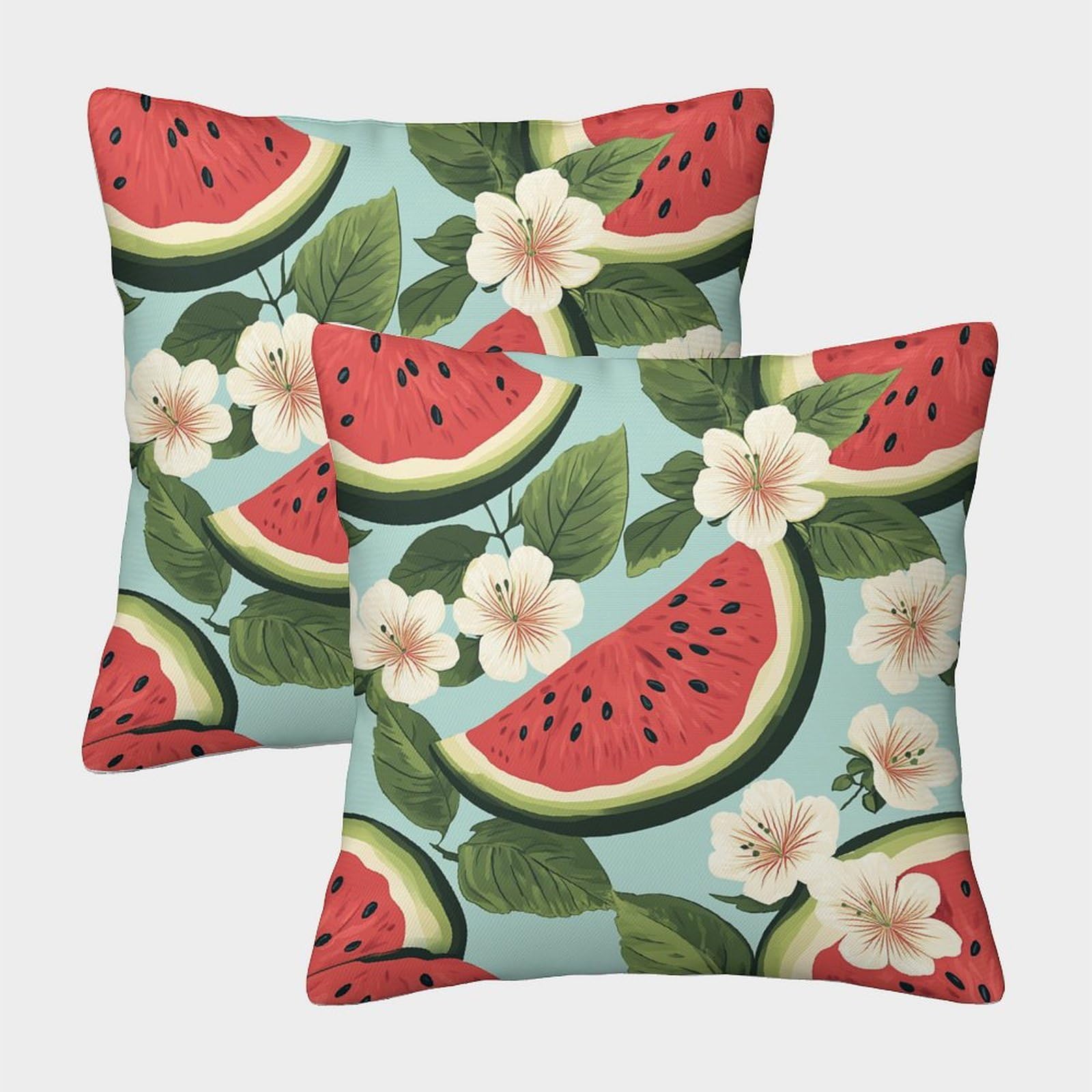 QFVANSIYO Retro 3D Printed Watermelon Floral Pillowcase Microfiber for Adults Bedroom Decor Summer Pillow Cover 40x40cm