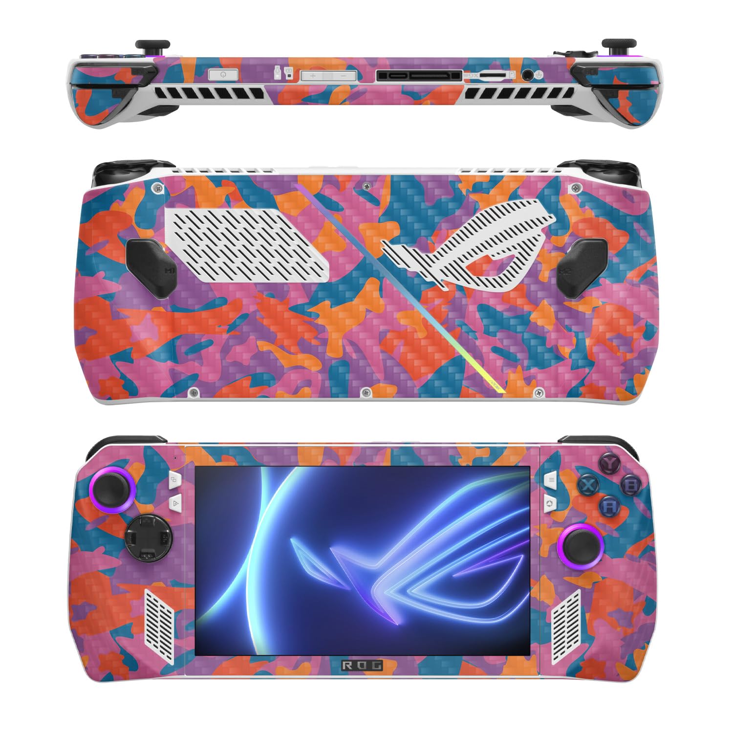 MightySkins Carbon Fiber Skin Compatible with Asus ROG Ally - Pop Camouflage | Protective, Durable Textured Carbon Fiber Finish | Easy to Apply