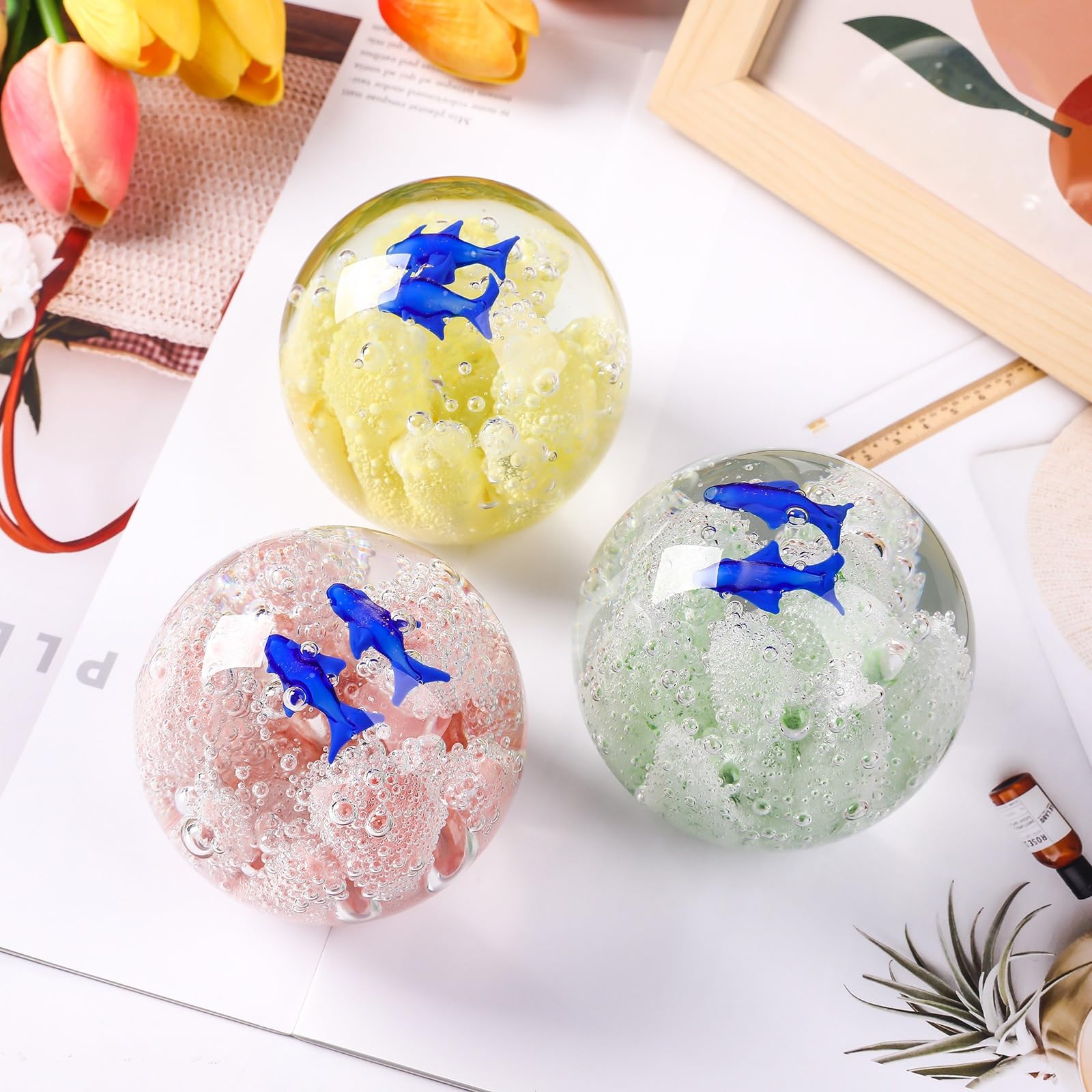 Figura de bola de cristal, pisapapeles y atrapasueños, adorno decorativo de peces de coral para bodas en la playa y fiestas al aire libre