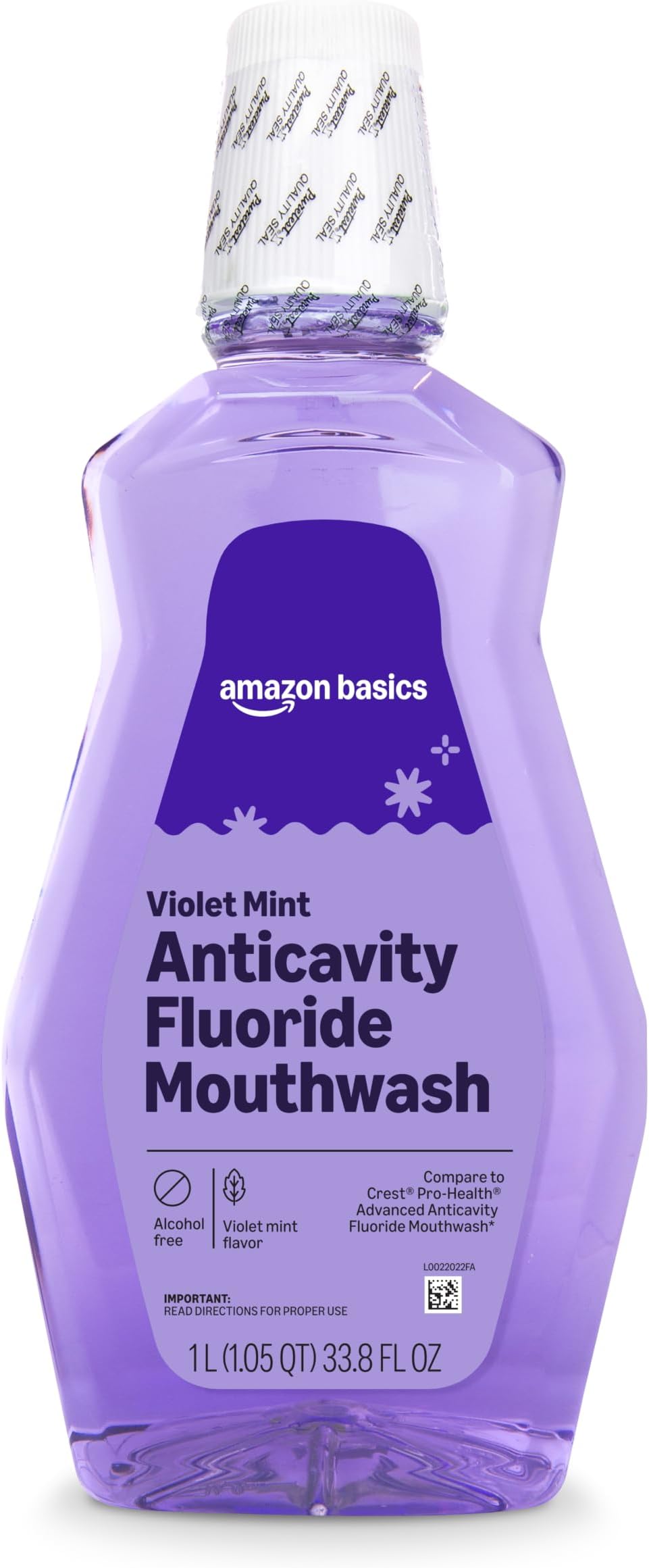 Anticavity Fluoride Mouthwash, Alcohol-Free, Violet Mint Flavor, Cavity Prevention, 1 Liter (33.8 Fluid Ounces), 1-Pack