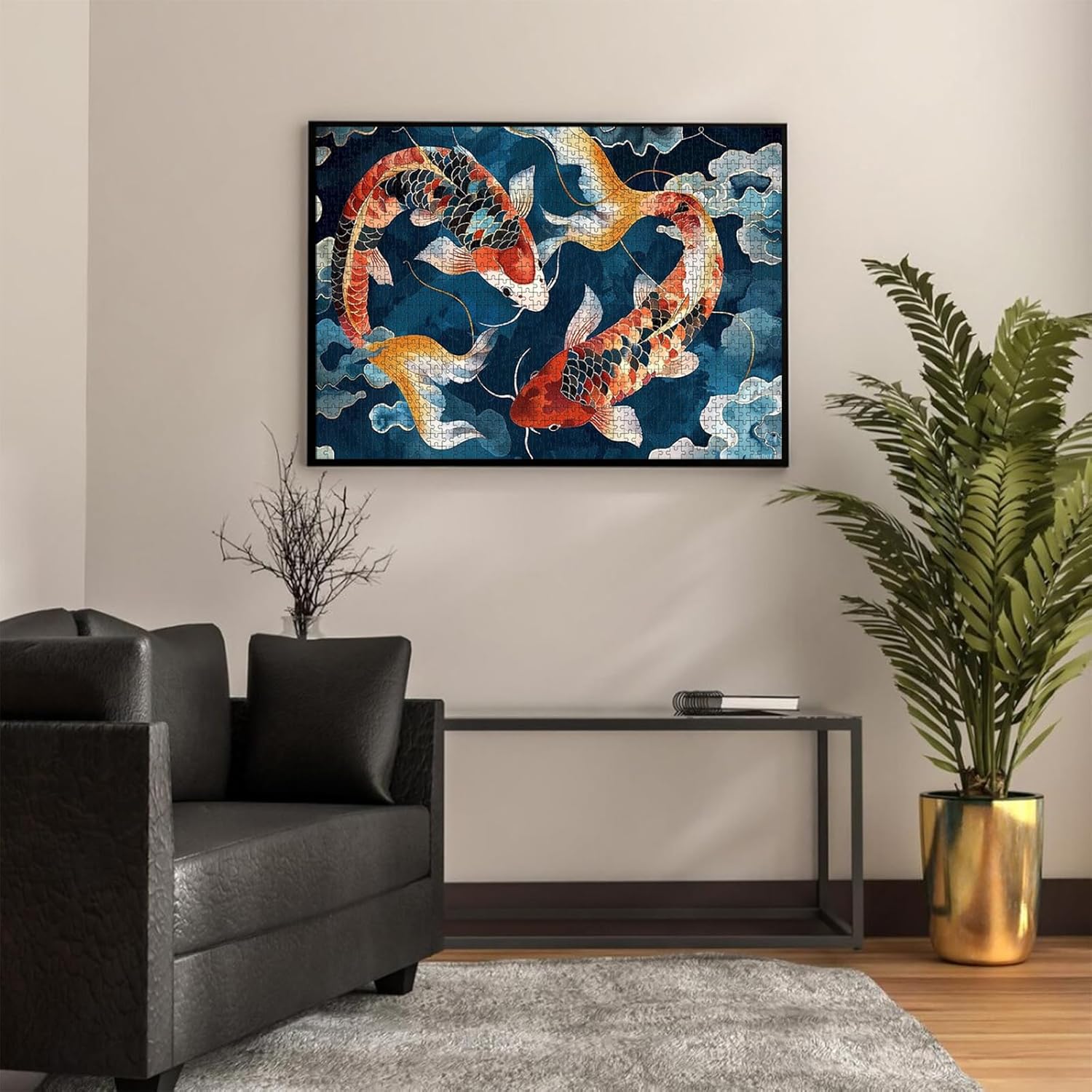 1000 Pieces Puzzles for Adult Wooden Jigsaw Puzzle 1000 Pieces Puzzle Adult Elderly Puzzles Koi Fish Puzzle Gift for Mom Dad Family Friend Home Decor Wall Art 20x28in