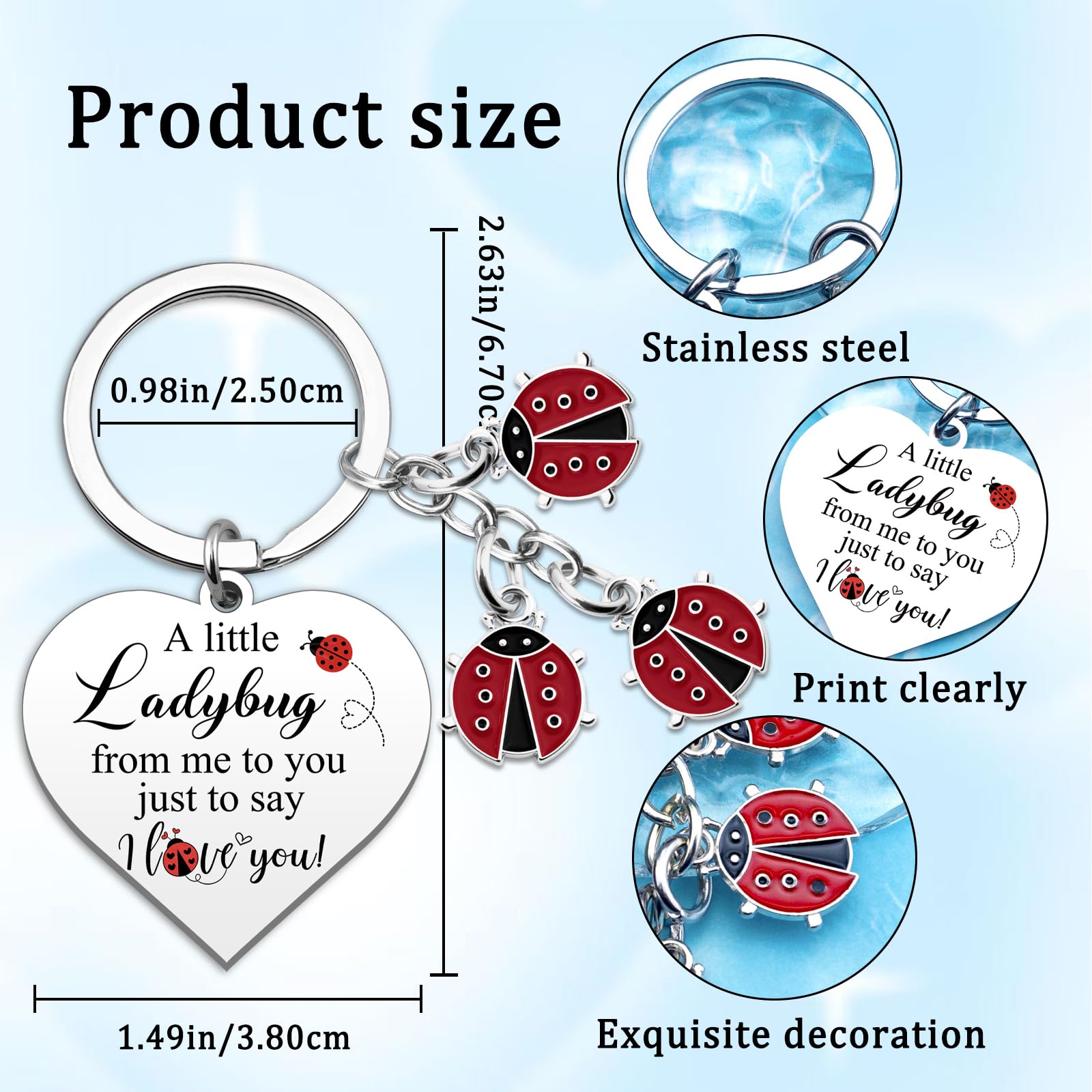 Lady Bugs Keychain Ladybug Gifts For Women Romantic i Love You Gifts For Her Birthday Anniversary Valentines Gift For Girlfriend Mini Ladybugs Keychain For Girlfriend Gift For Ladybug Lovers