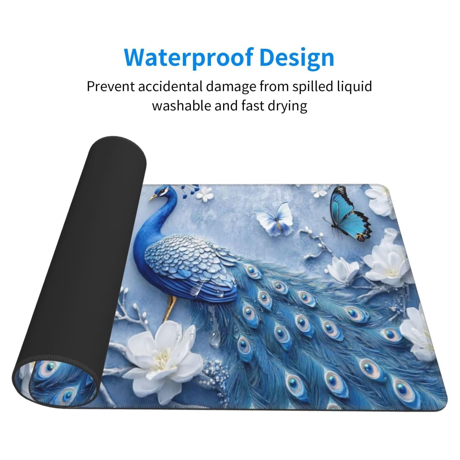 Podkładka pod mysz dla par XXL paw mata na biurko 1600 x 800 x 3 mm zmywalna podkładka do gier do laptopa, z antypoślizgową gumową podkładką dla graczy, PC, pracowników biurowych Y593