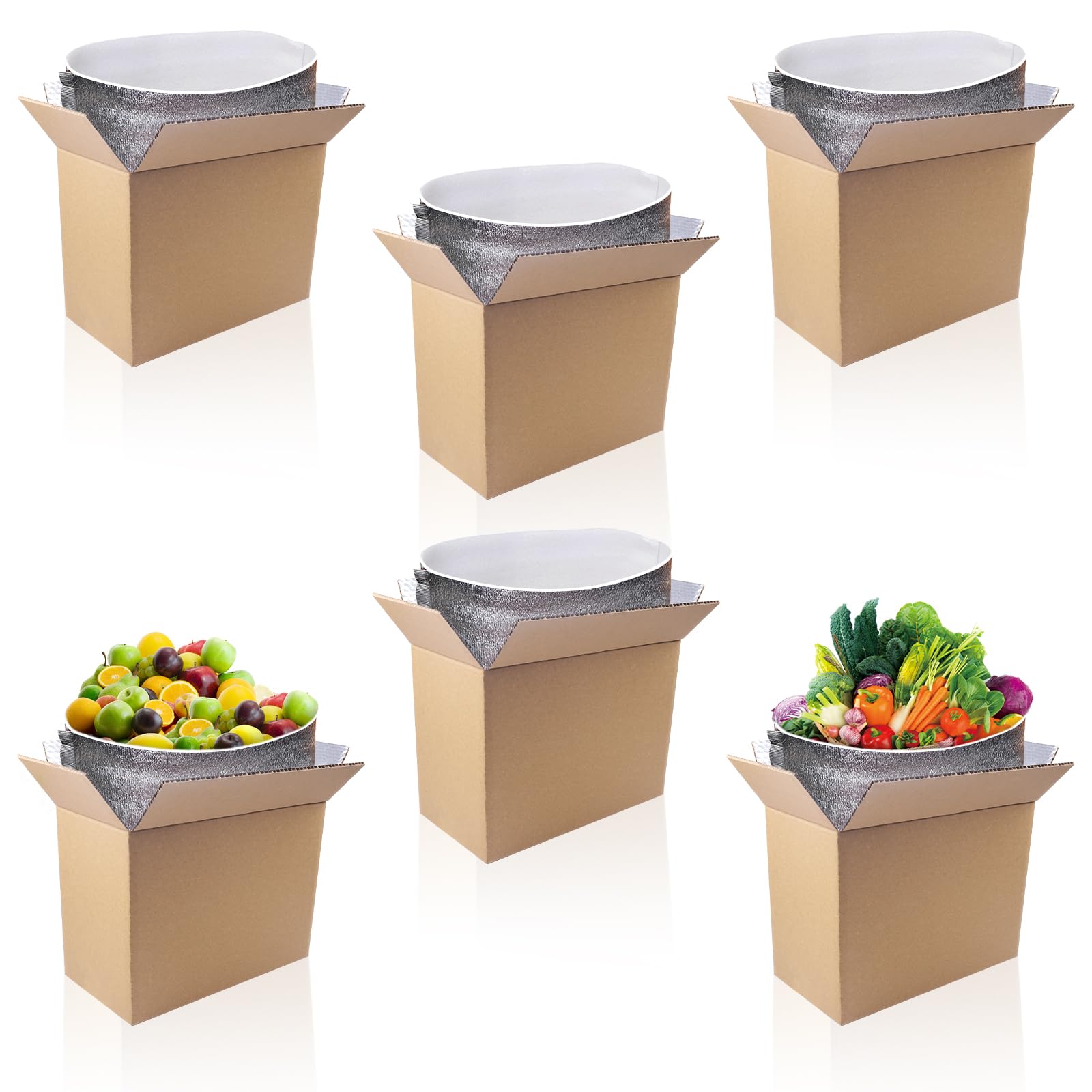 6 Pack Insulated Shipping Boxes with Aluminum Foil Liner, 11’’X6’’X7.9’’ Cold Shipping Boxes, Reusable Styrofoam Cooler Box, Small Mailing Box for