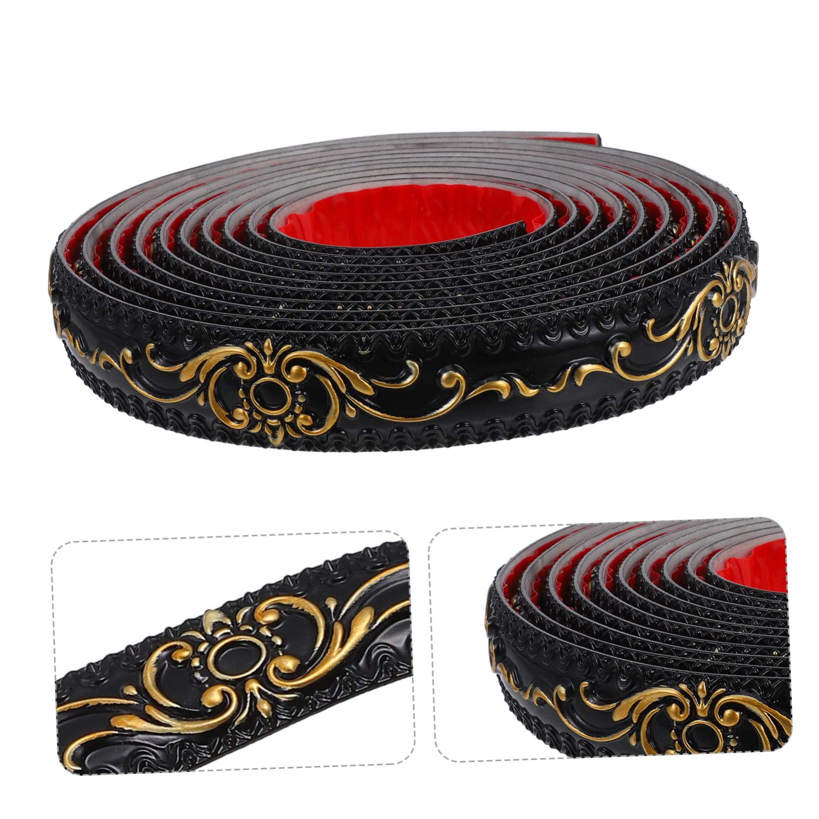 Moldura Decorativa Autoadhesiva de Pvc Efecto Yeso Negro