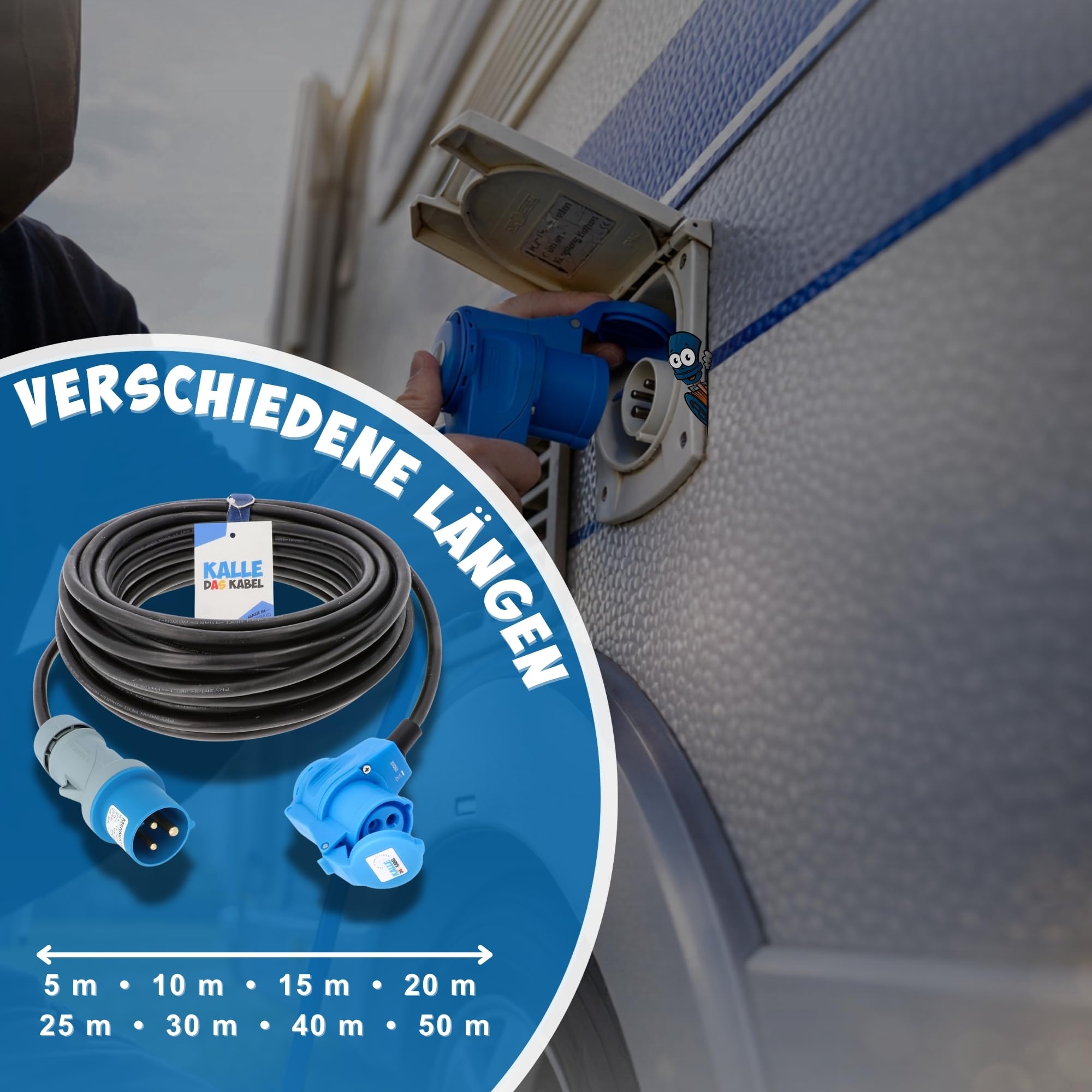 KALLE CEE Verlängerung 230V Campingkabel H07RN-F 3G 2,5mm² 25m