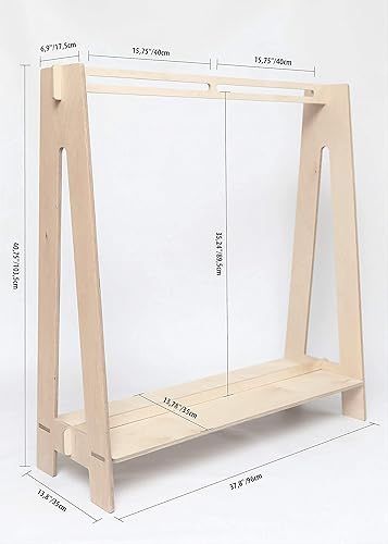 Miniatura 7 de Sweet Home from wood Armario infantil  Perchero de madera con riel colgante y estante de exhibición para niños  Muebles de tocador DIY (blanco)
