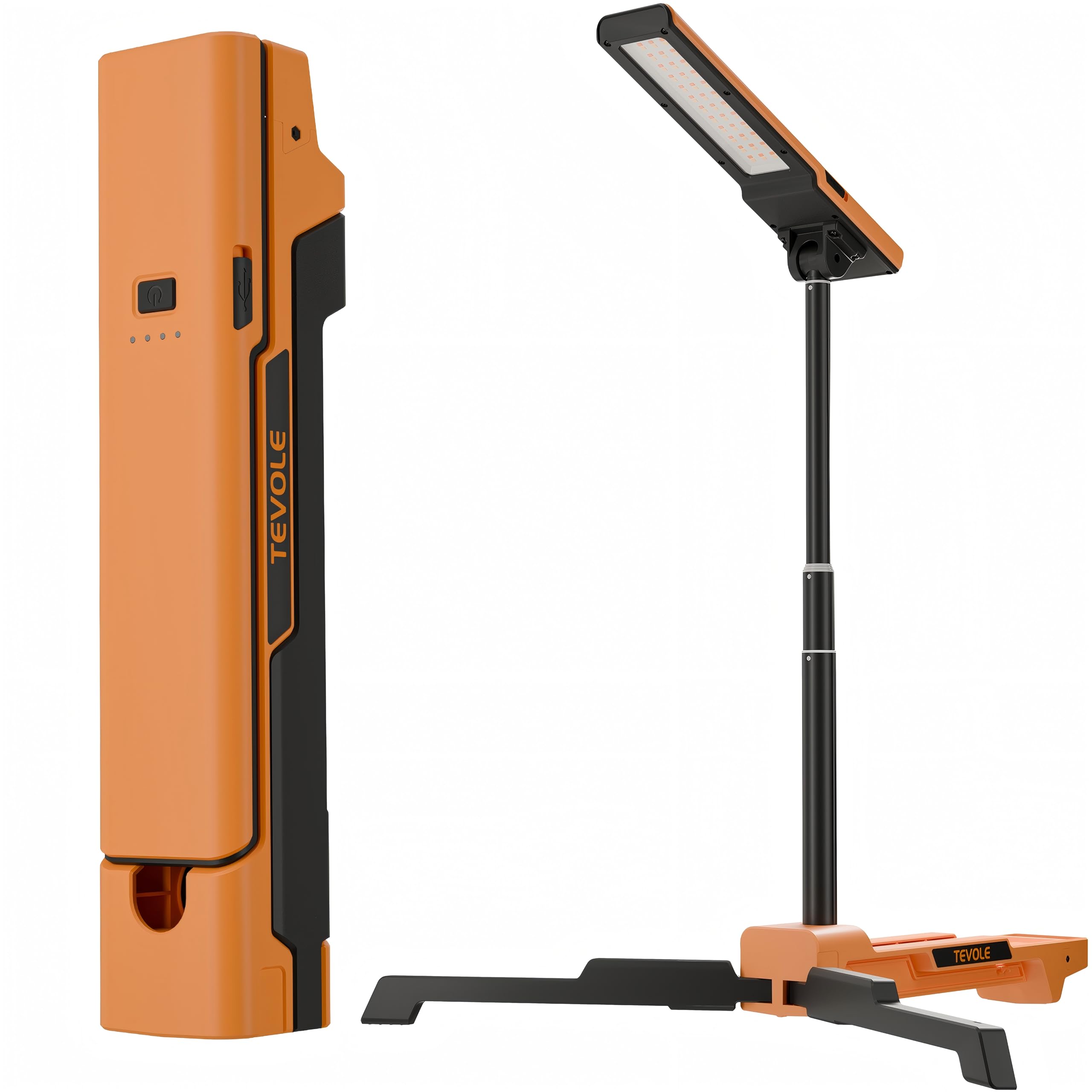 Faretto a Batteria LED Ricaricabile 1500LM Faro da Lavoro con Treppiede Pieghevole Regolabile, per Cantiere, Esterno, Campeggio, Fai-da-te, Impermeabile IP54, Ricarica Rapida Type-C