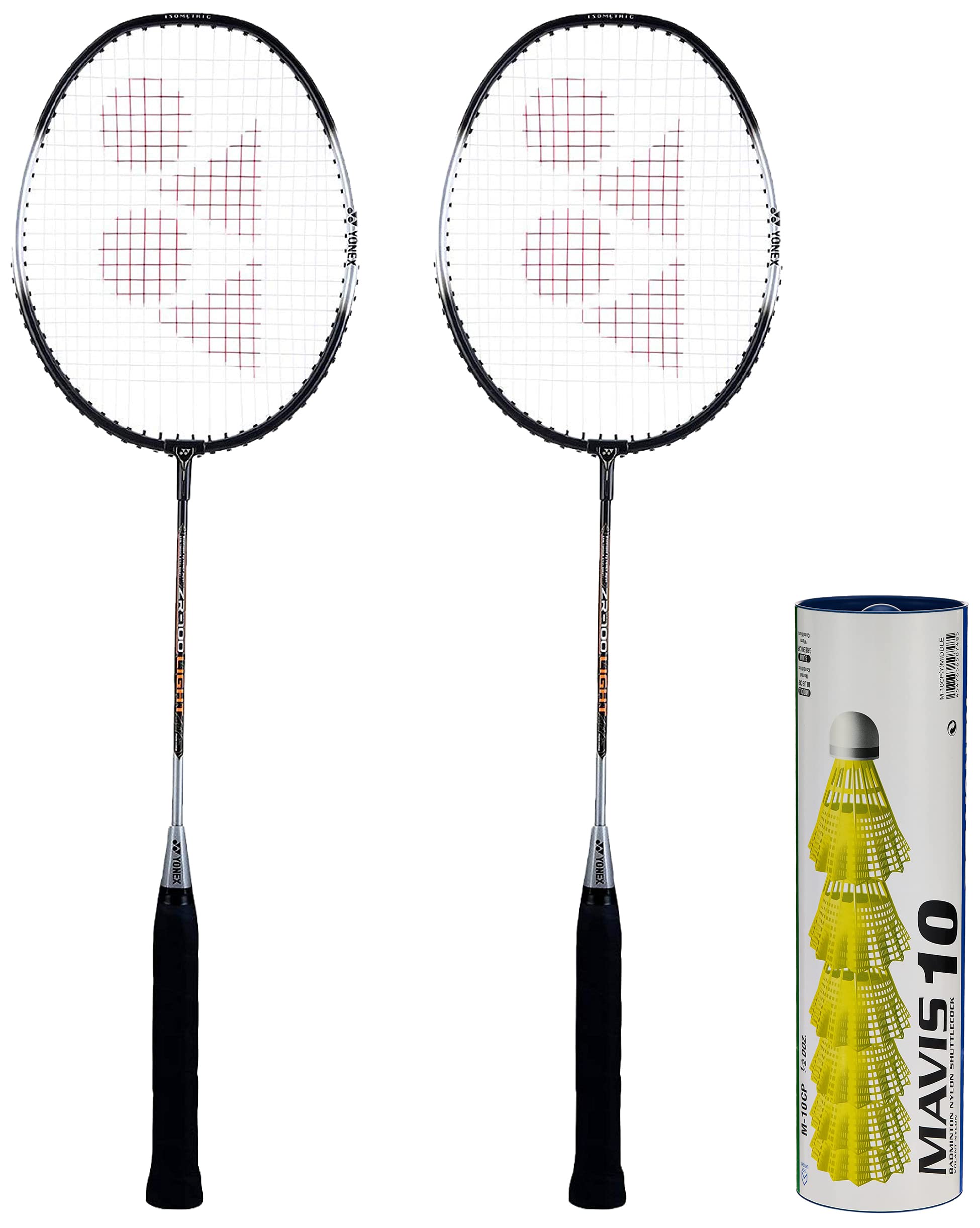 Yonex ZR 100 Light Aluminum Blend Badminton Racquet with Full Cover, Set of 2 (Black/Black) & Mavis 10 6X1 Nylon Shuttlecock (Blue/Yellow) (B082FMCLRW) Amazon Price History, Amazon Price Tracker