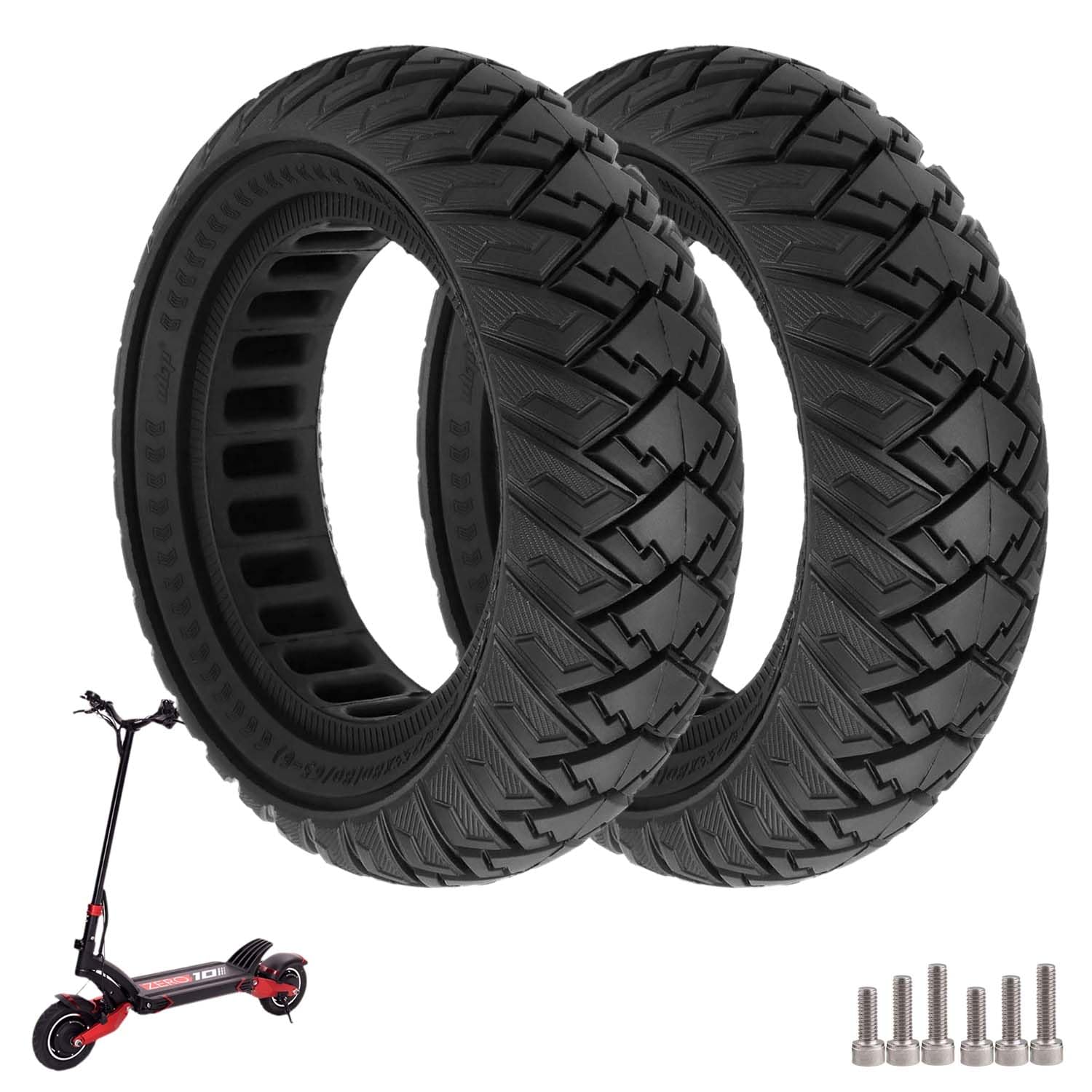 PaoWin Lot De 2 Pneus 255 X 80 Pour Scooter électrique 10 X 3,0" 80/65-6, Compatibles Avec Les Pneus De Rechange Mijia M365 Zero 10X /Kaabo Wolf Warrior X/Mantis 10 Avec 1