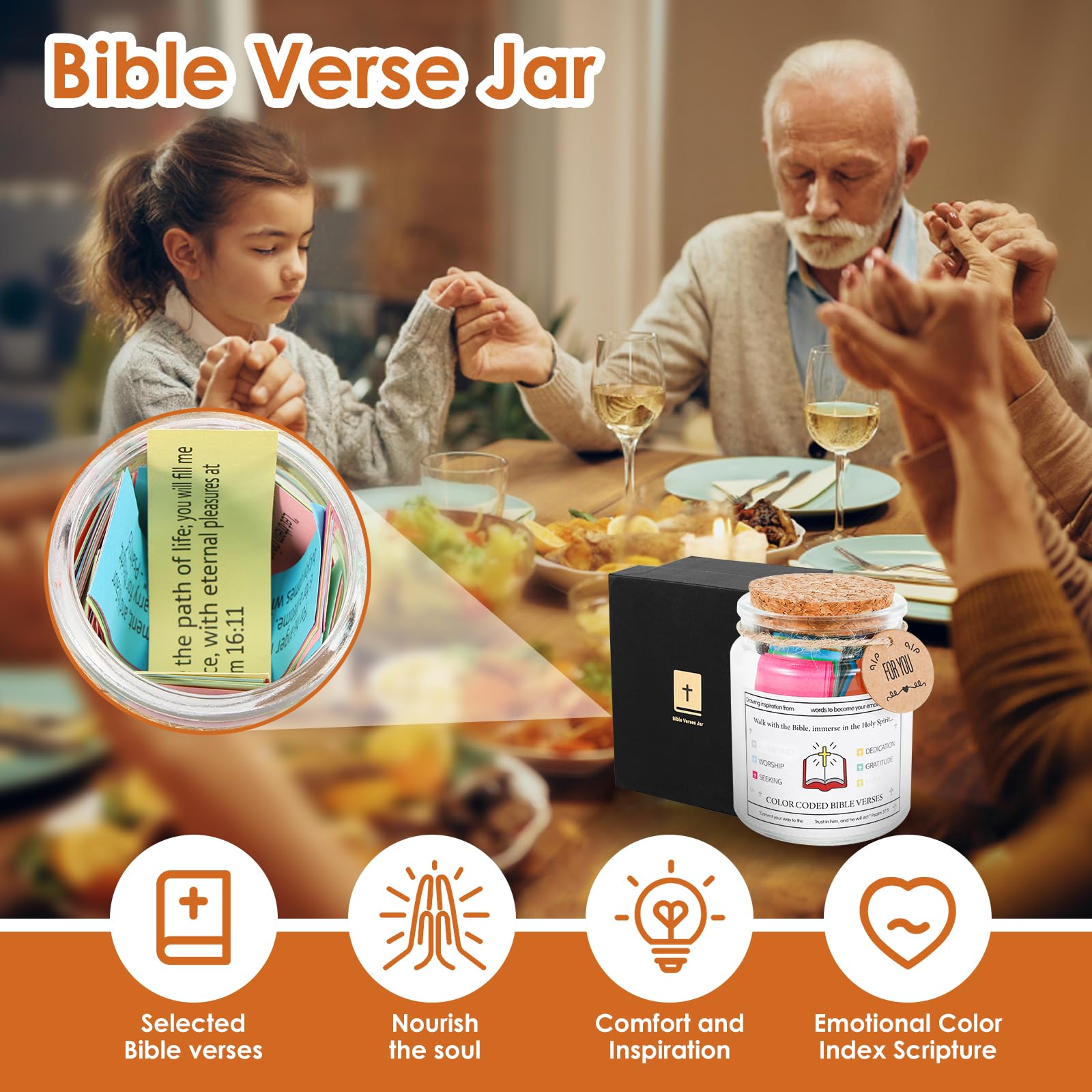 Bible Verses in a Jar Bible Verse Jar Reusable Blessings Jar Elegant Prayer Hope Jar with Greeting Card Inspired Waterproof Read Me When Bible Verses Jar for Relaxing Emotions and Feelings(Style 2) - Image 2