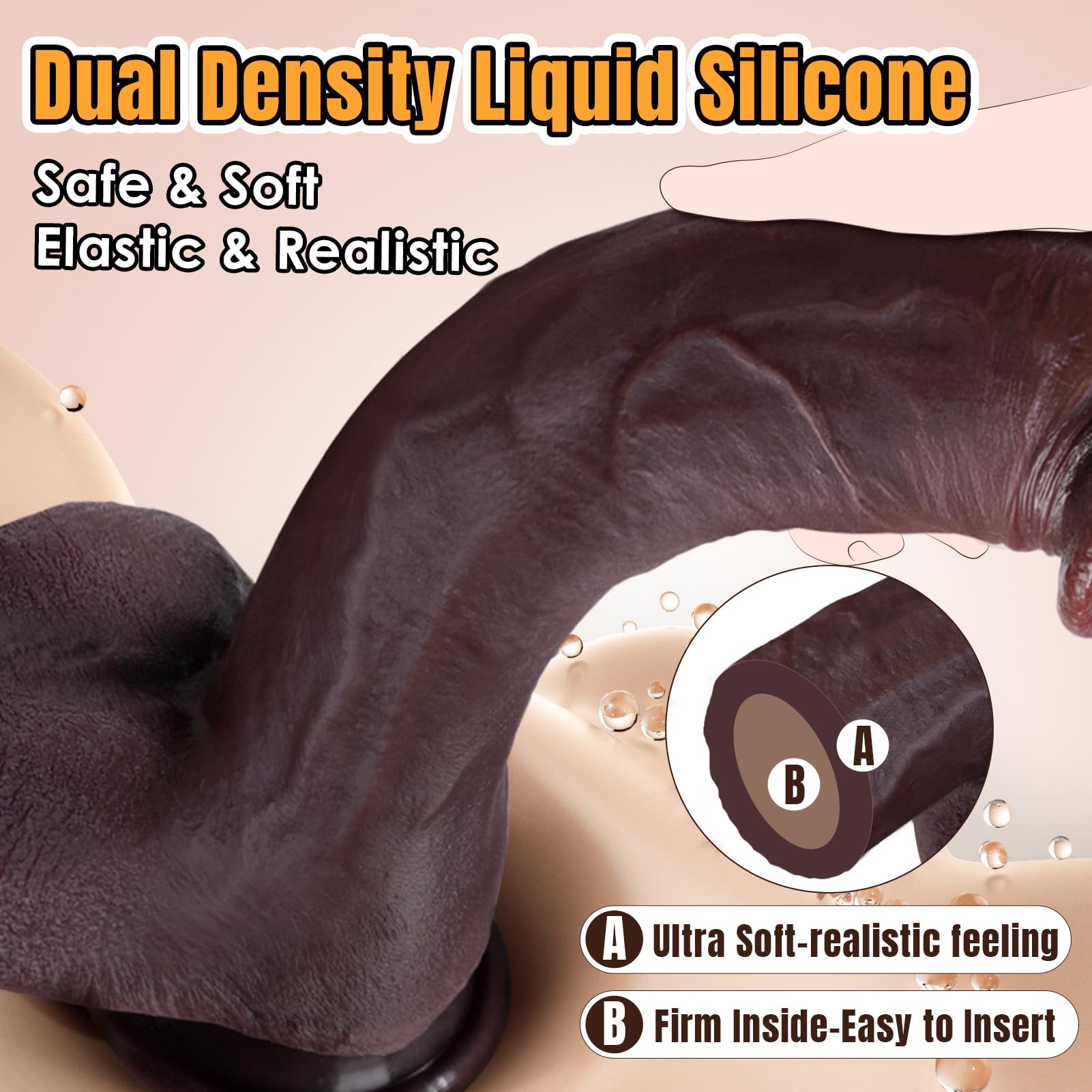 Realistic Huge Dildo Sex Toys - Coocfan 10.8" Dual-Layer Silicone Big Dildos Lifelike Giant Dildo for G Spot and Anal Play with Suction Cup, Big Adult Penis Sex Toys for Women Couples Massage Kits: 10.8" Brown