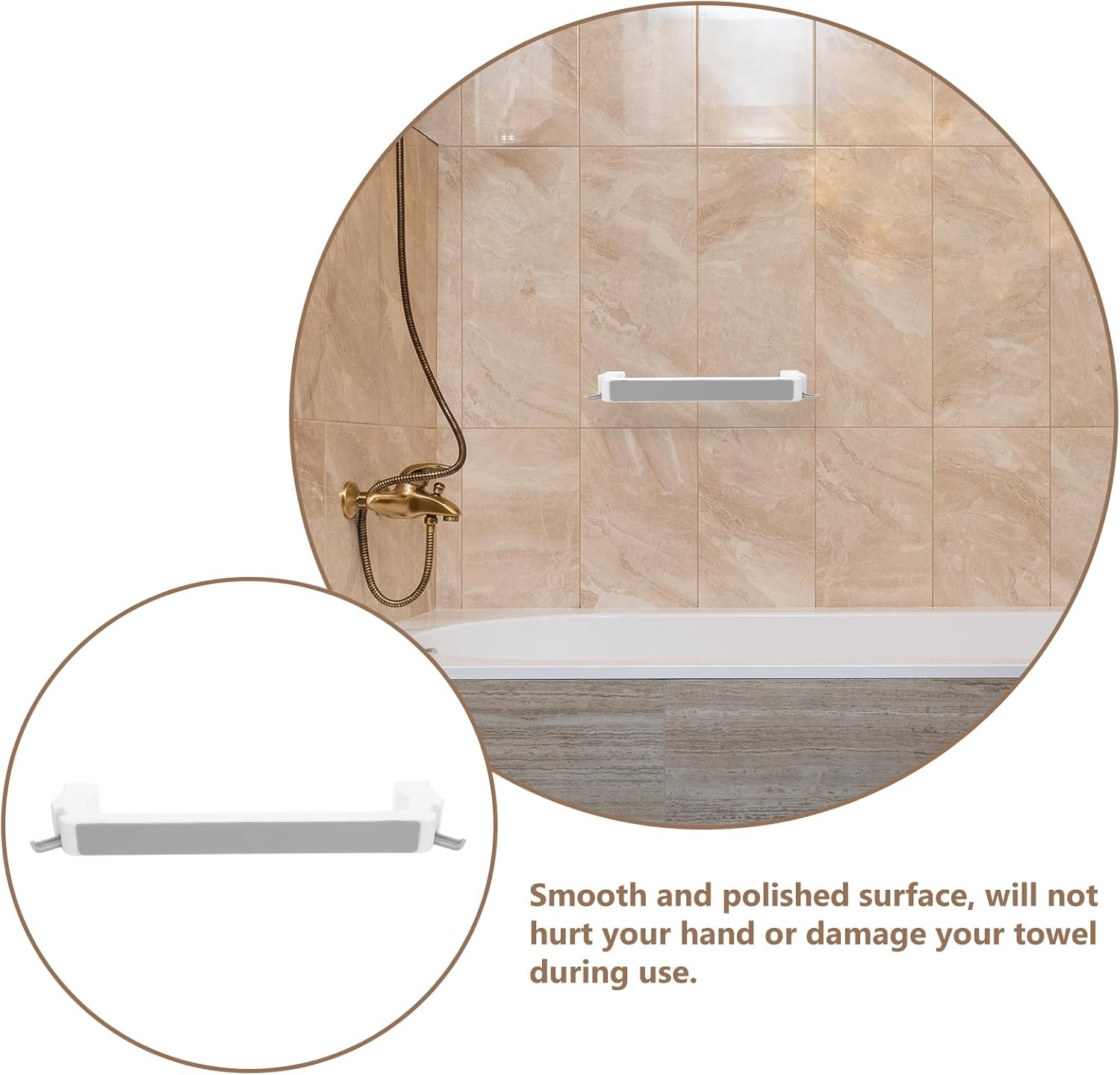 Veemoon Suction Cup Towel Bar for Bathroom Wall Mounted Towel Rod No Drill Bathroom Rack Single Bar Plastic Holder for Kitchen and Bath Waterproof 10.11 in