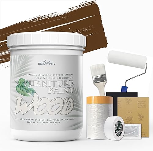 Pintura de madera para muebles (32 onzas). Kit de pintura de muebles todo en uno para todo tipo de muebles, puertas, armarios, mesas de madera. A
