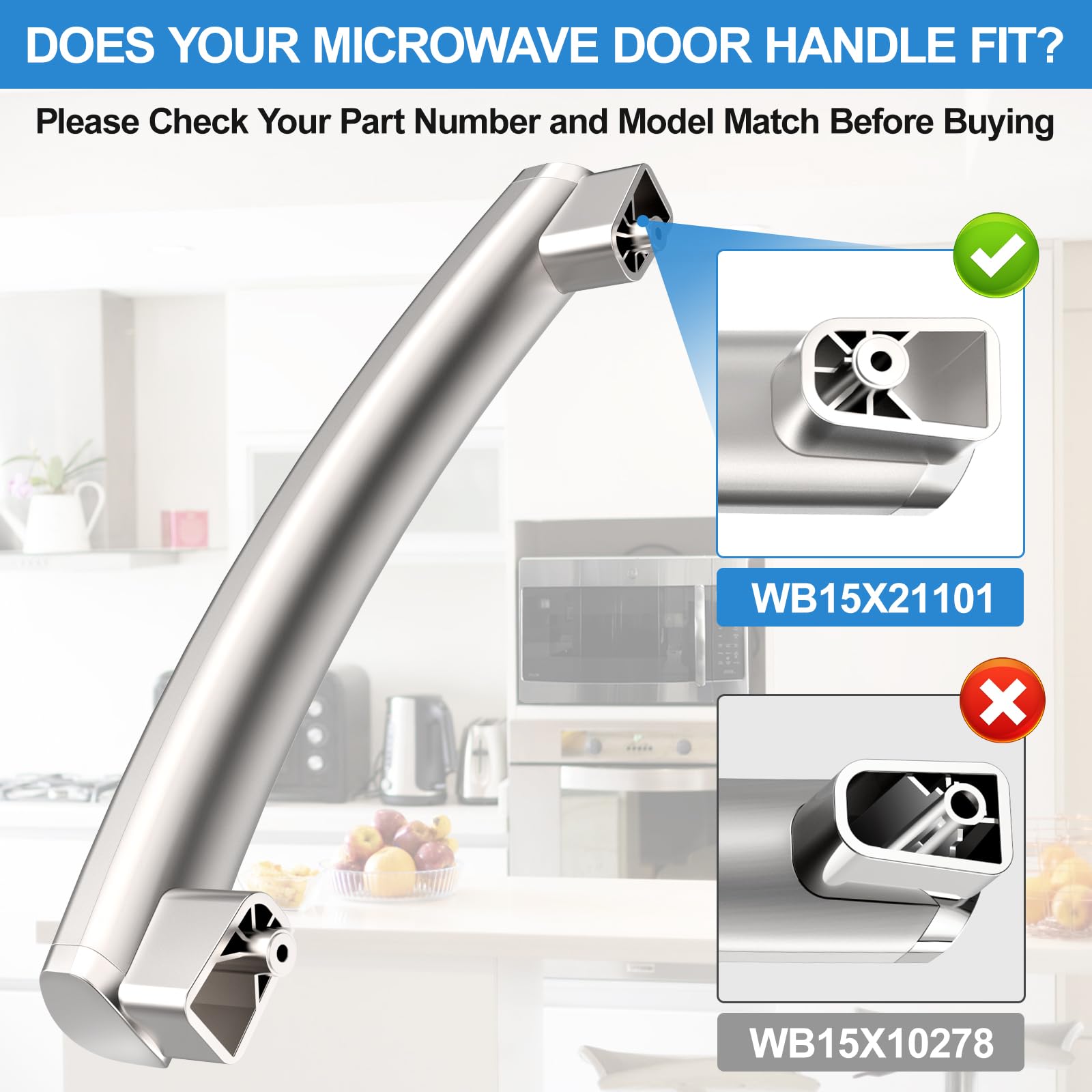 HQRP Nero Maniglia Per Ge Microonde, WB15X10020 WB15X334 - Foto 3