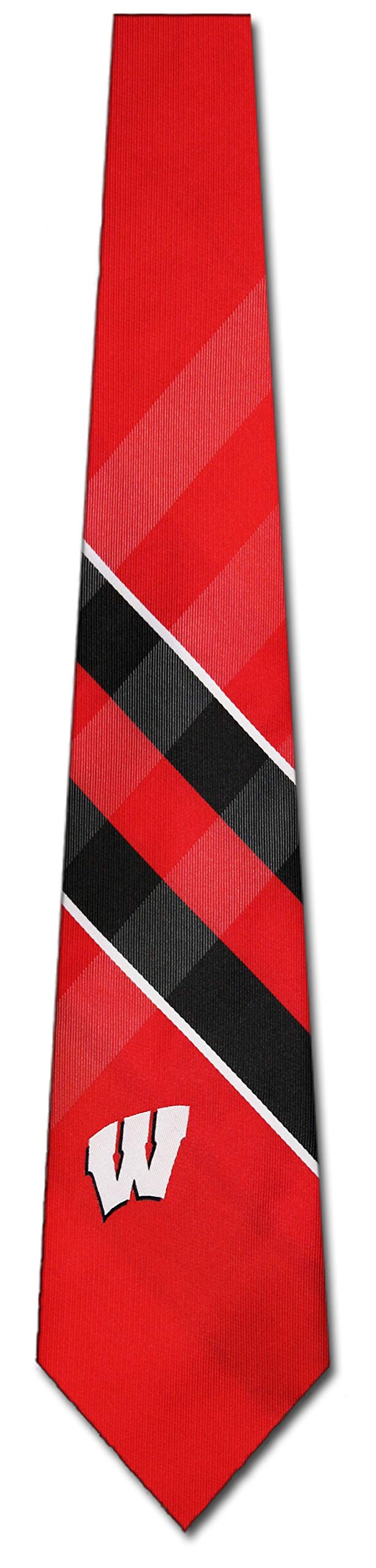 Eagles Wings Wisconsin Badgers Grid Neck Tie with College Sports Team Logo