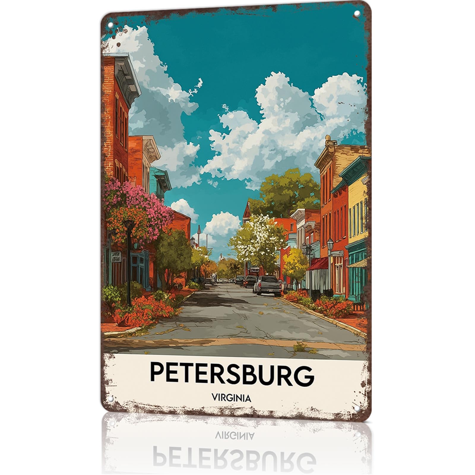 KWQDOZF 8x12inch Petersburg, Virginia Aluminum Sign Wall Art