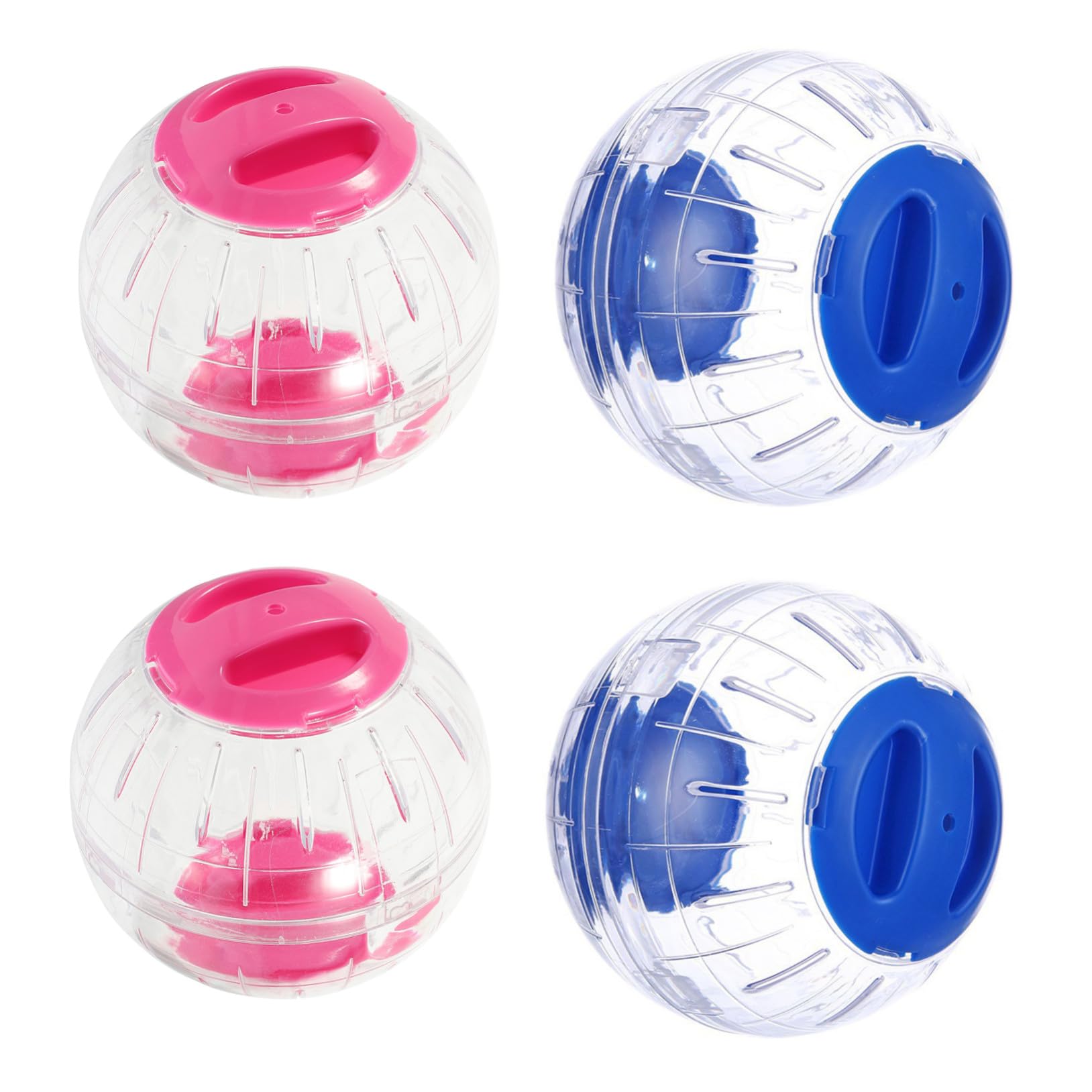 4 Piezas Bola Ejercicio para Hámster Transparente Colores Azul y Rosa Rueda Silenciosa para Pequeños Roedores como Ratones Jerbos y Cobayas Accesorio Ligero y Portátil para Jaulas