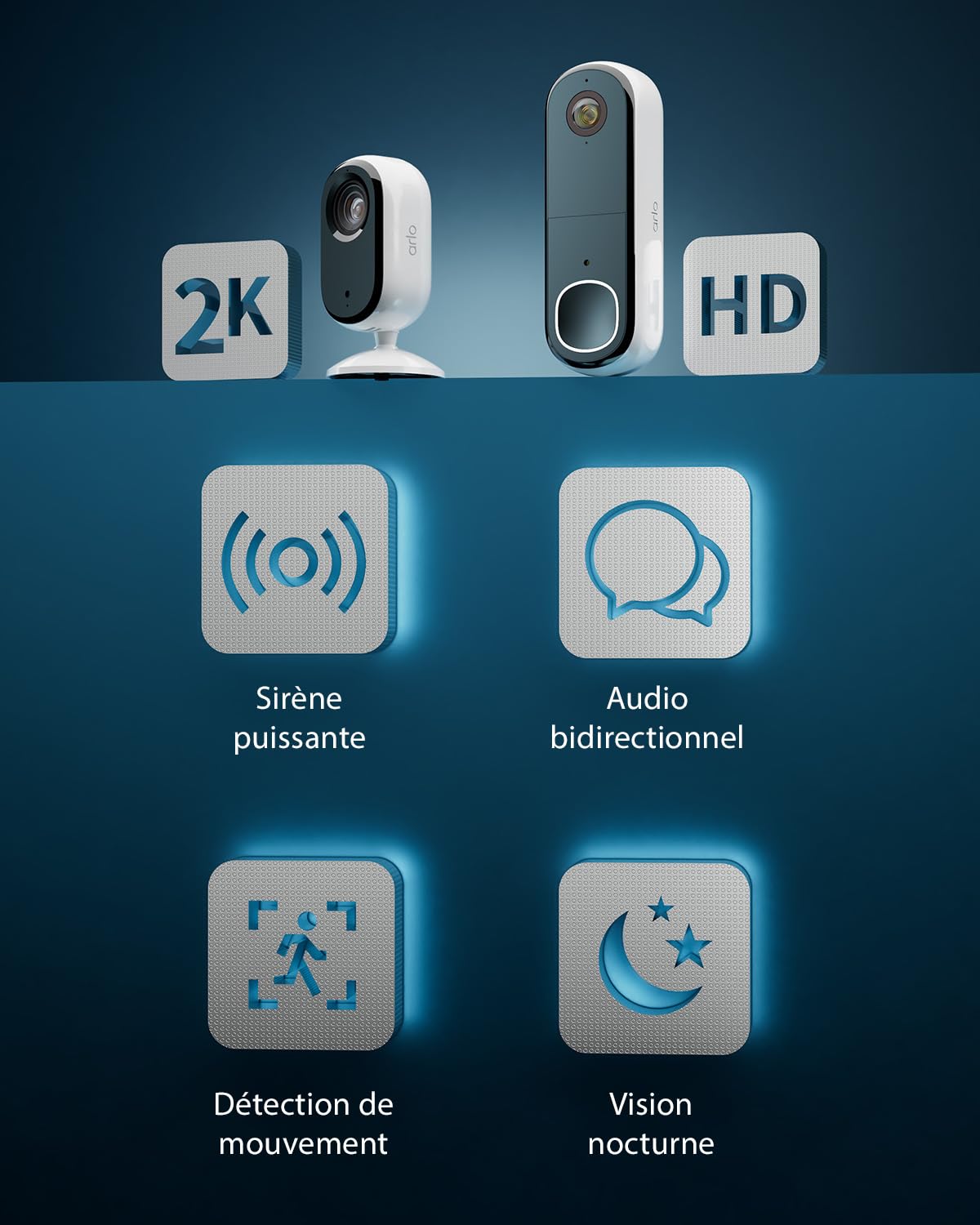 Arlo Essential 2 Interérieure, Caméra de Surveillance + Sonnette HD