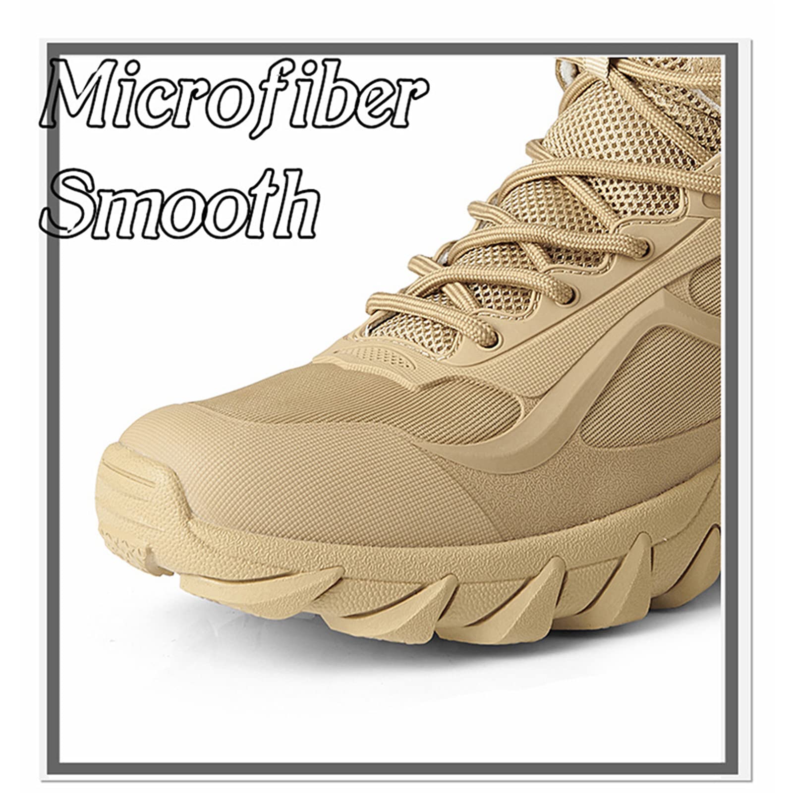 Produktbild von Taktische Kampfstiefel Für Männer Rutschfeste Anti-Ermüdungs-Schnürstiefel Leichte Kampfstiefel Strapazierfähige Wildleder- Und Gummisohle Militärische Arbeits- Und Wüstenstiefel,Sand -45(UK10.5